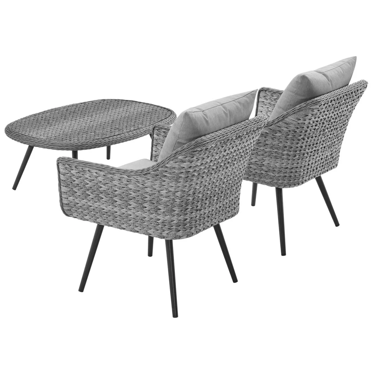 3-Piece Outdoor Wicker Rattan Armchair and Coffee Table Set - Image 6
