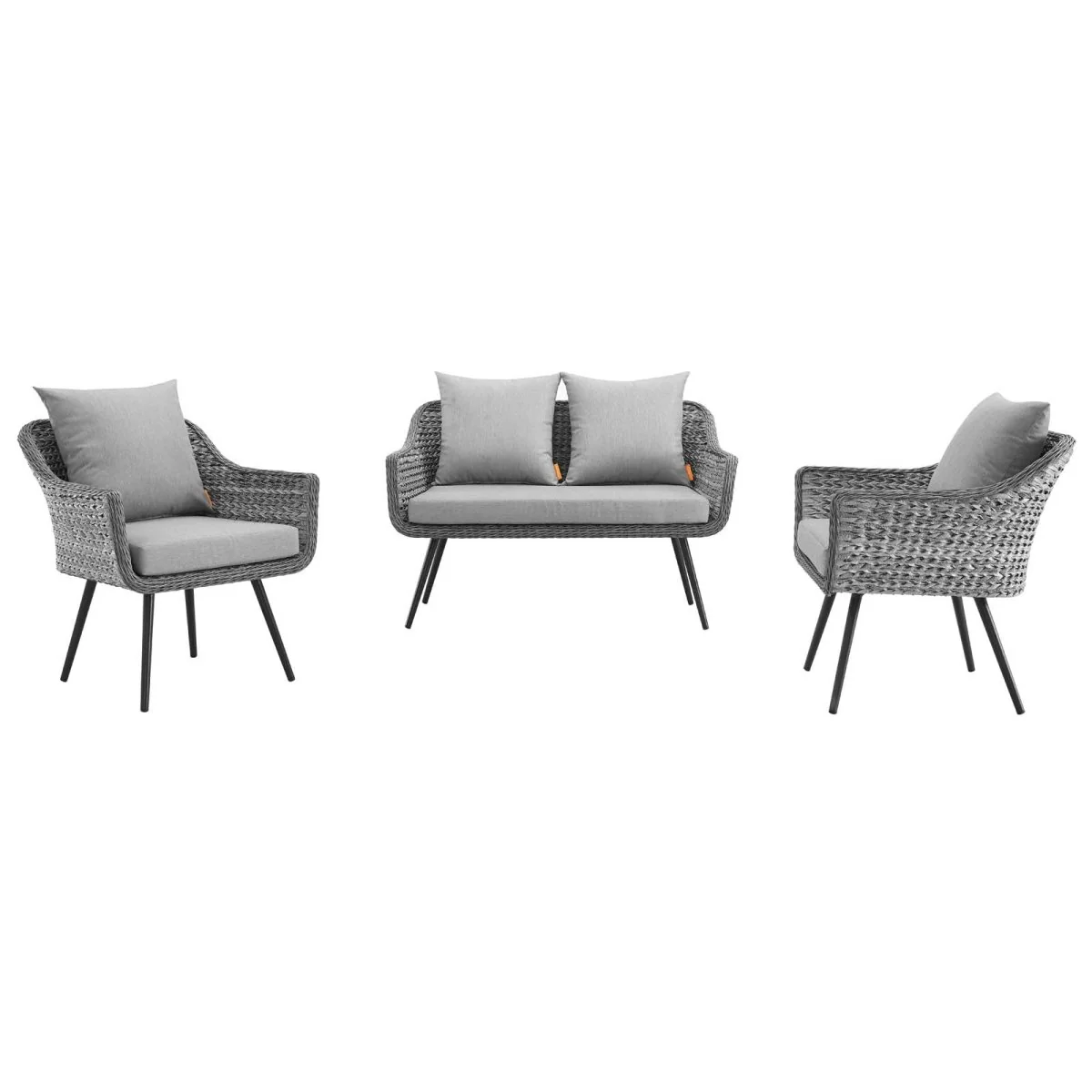 3-Piece Outdoor Wicker Rattan Loveseat and Armchair Set - Image 6