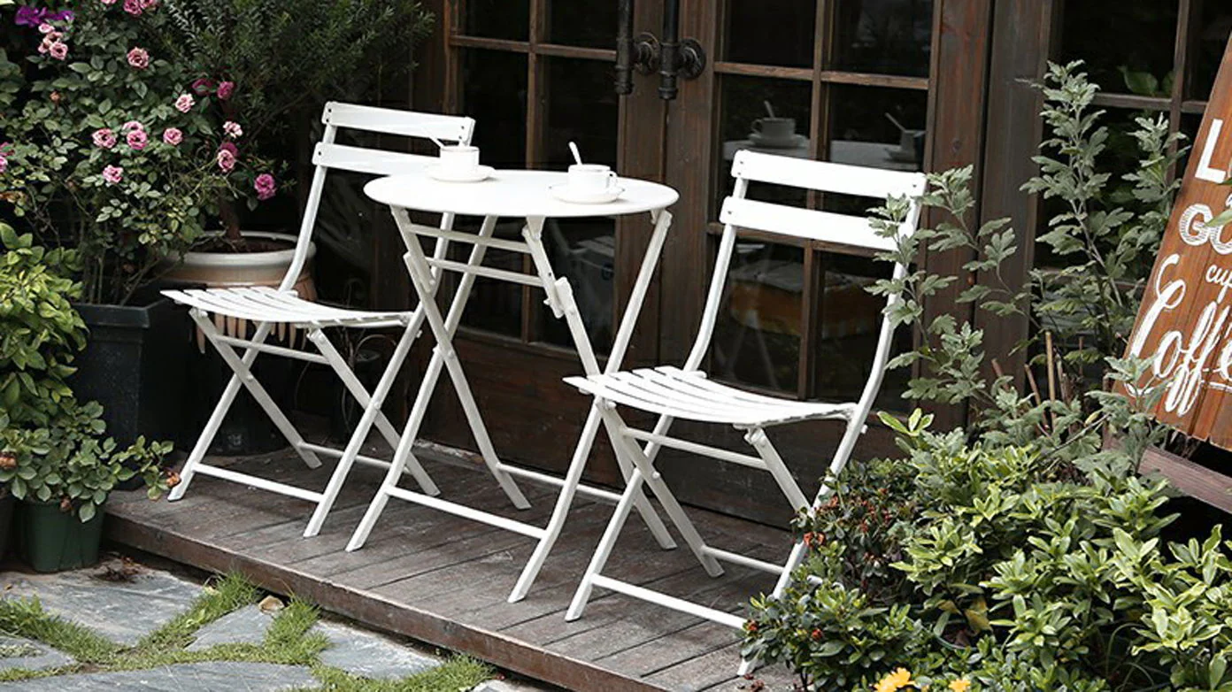 3 Piece Patio Bistro Set Of Foldable Round Table And Chairs - Image 14