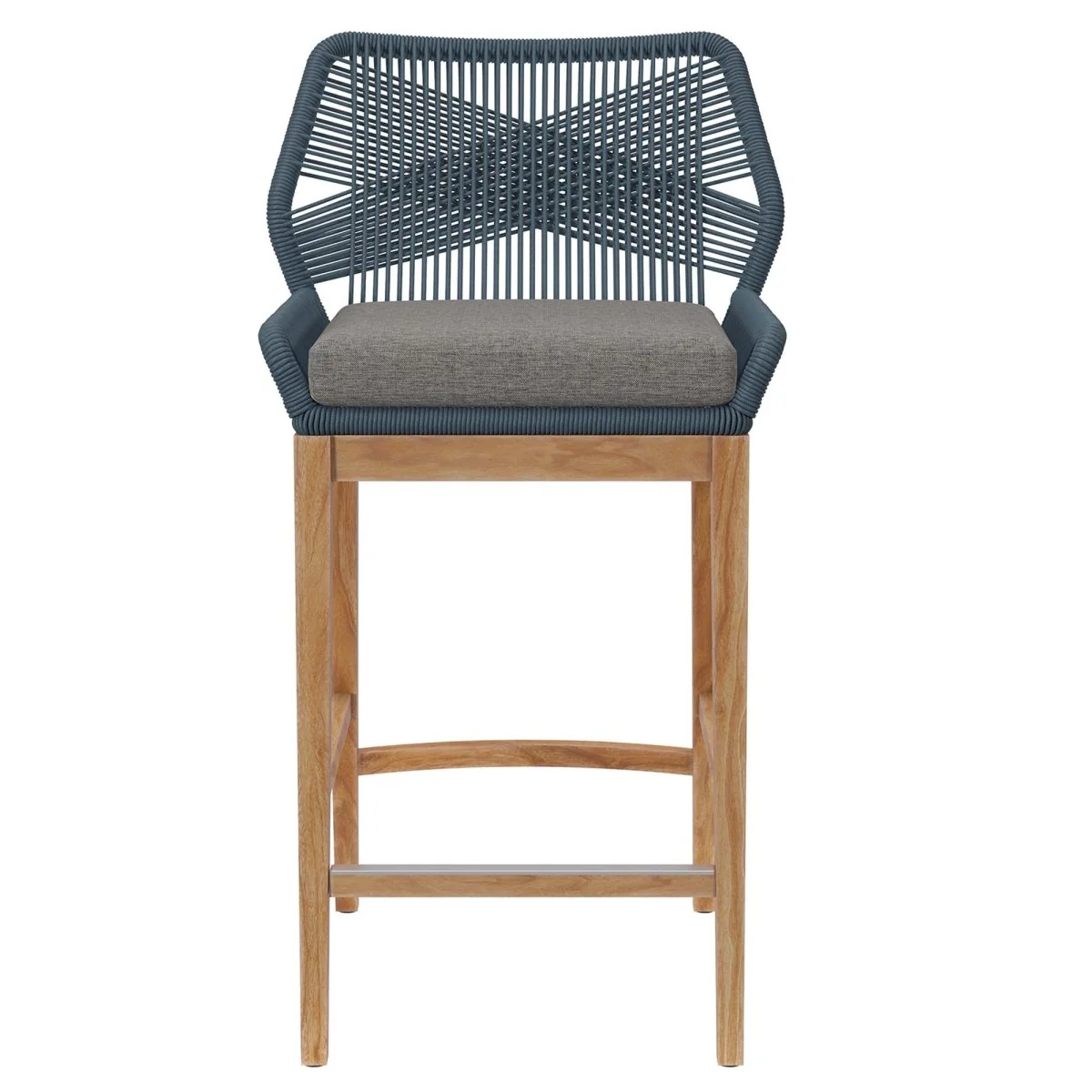3-Piece Teak Wood Outdoor Bar Set with Woven Rope Stools for Patio & Deck - Image 32