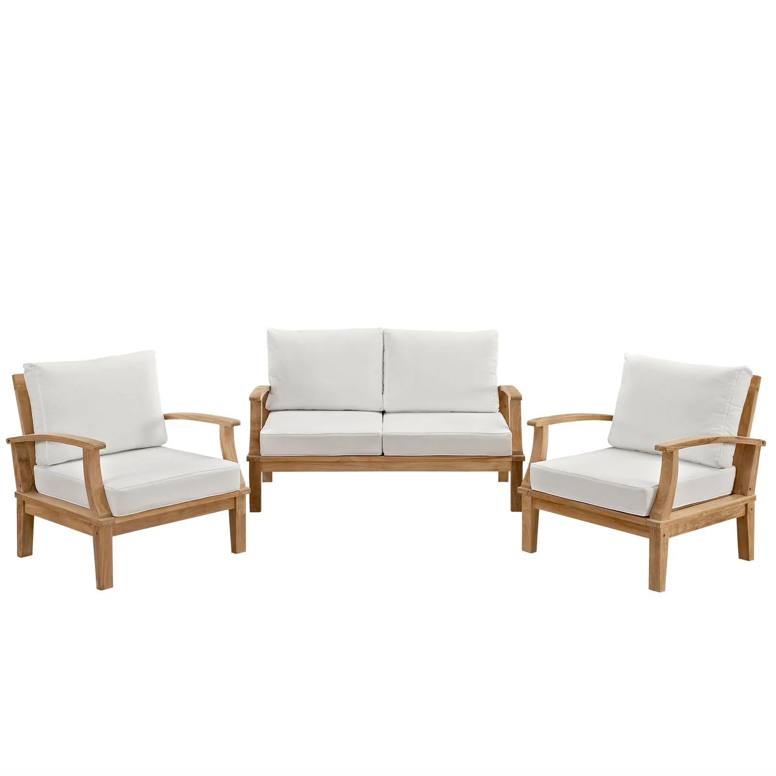 3-Piece Teak Wood Outdoor Patio Furniture Set for Outdoor Patio and Garden Seating