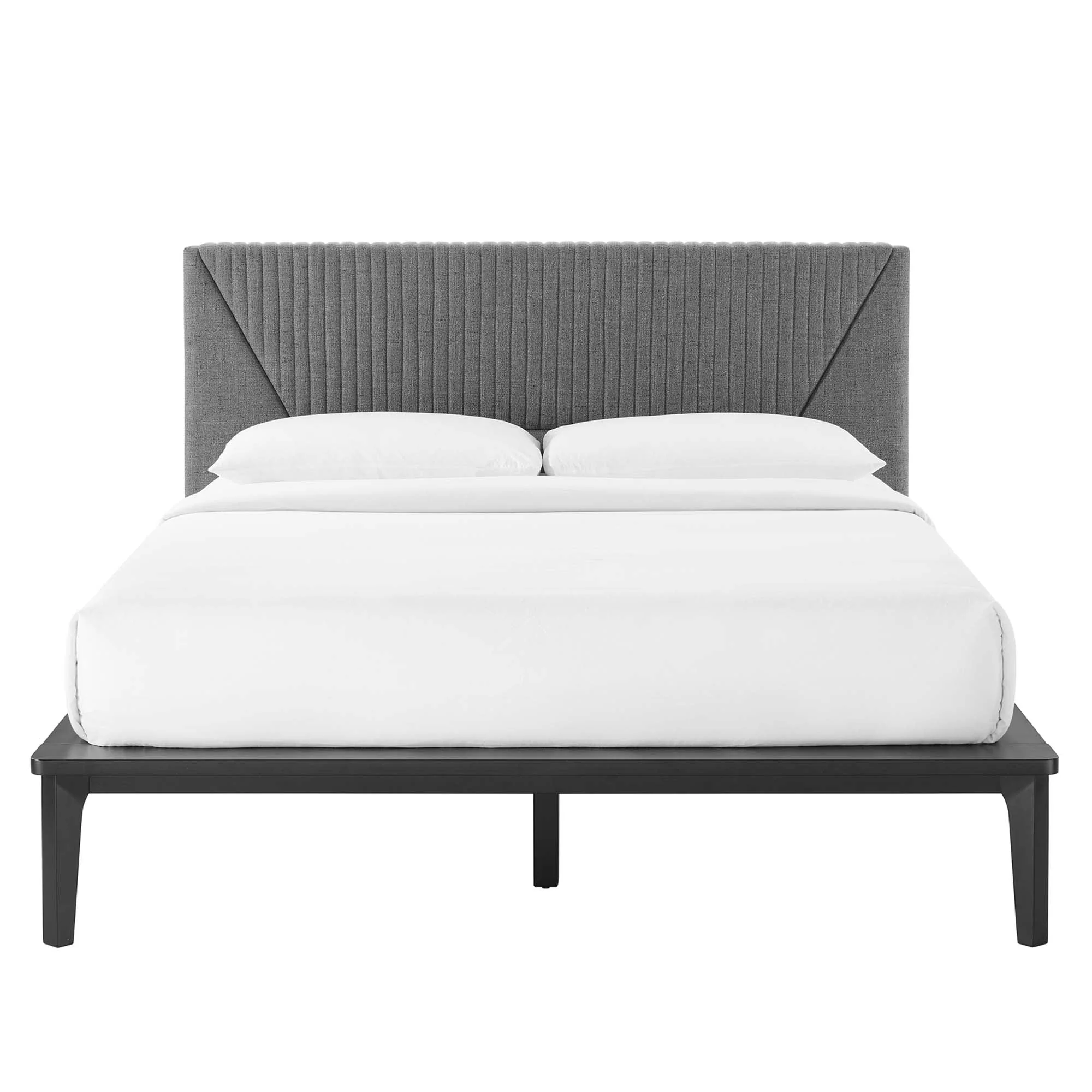 3-Piece Upholstered Platform Bed and Nightstand Set - Blue - Image 10