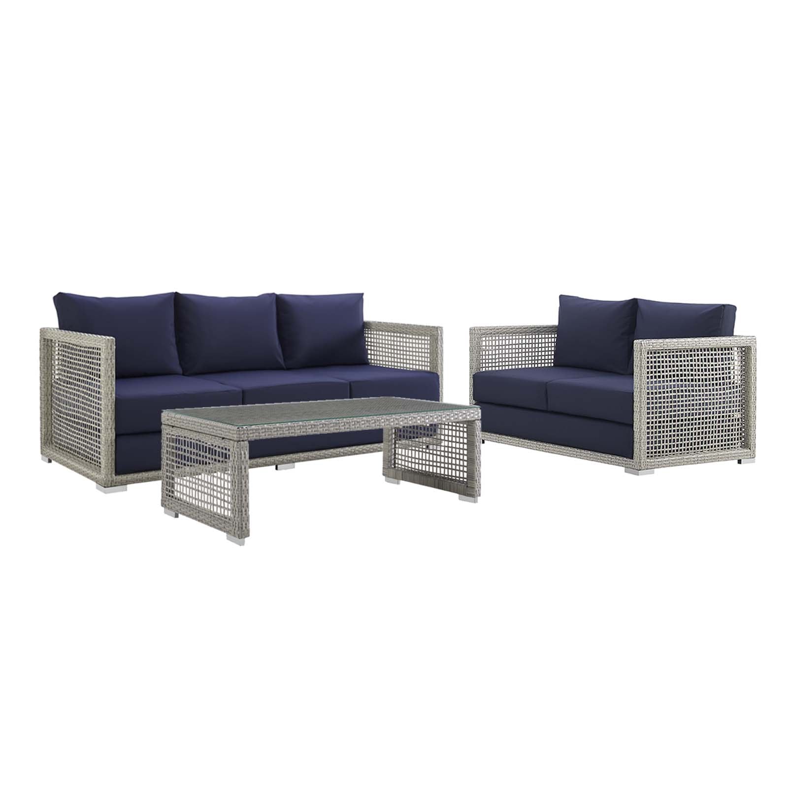 3-Piece Wicker Rattan Outdoor Patio Furniture Set for Deck and Garden Spaces - Image 10