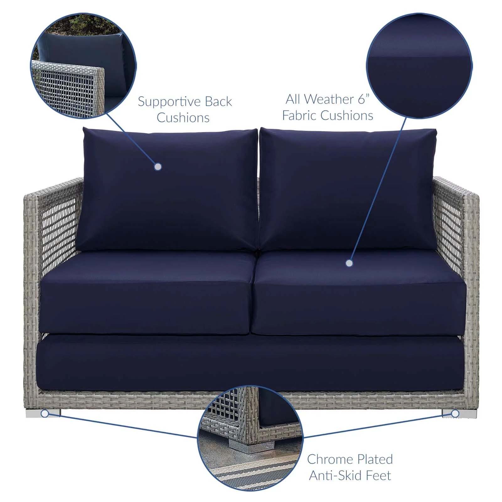 3-Piece Wicker Rattan Outdoor Patio Furniture Set for Deck and Garden Spaces - Image 11