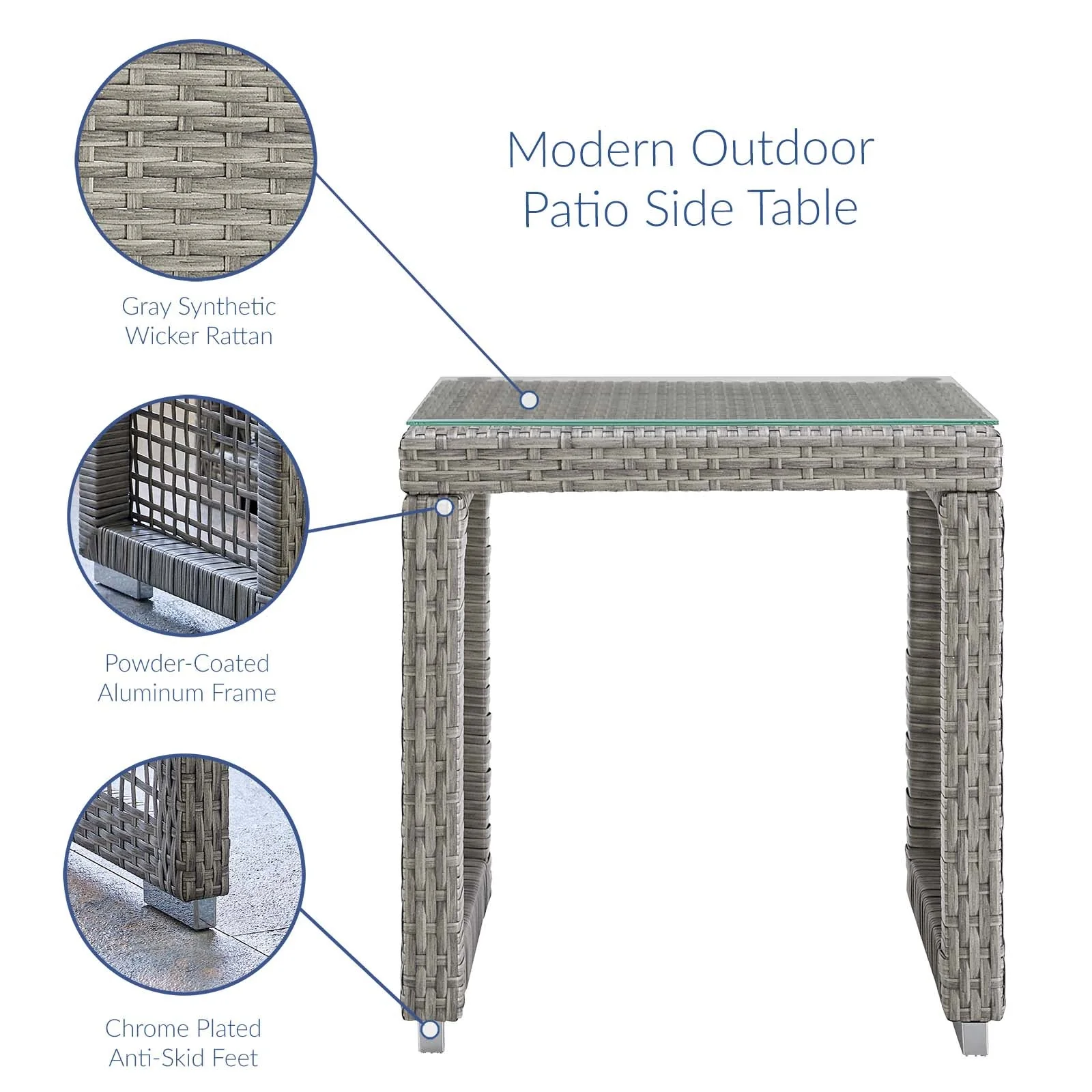 3-Piece Wicker Rattan Outdoor Patio Set with Table and Two Chairs, Patio Seating - Image 12