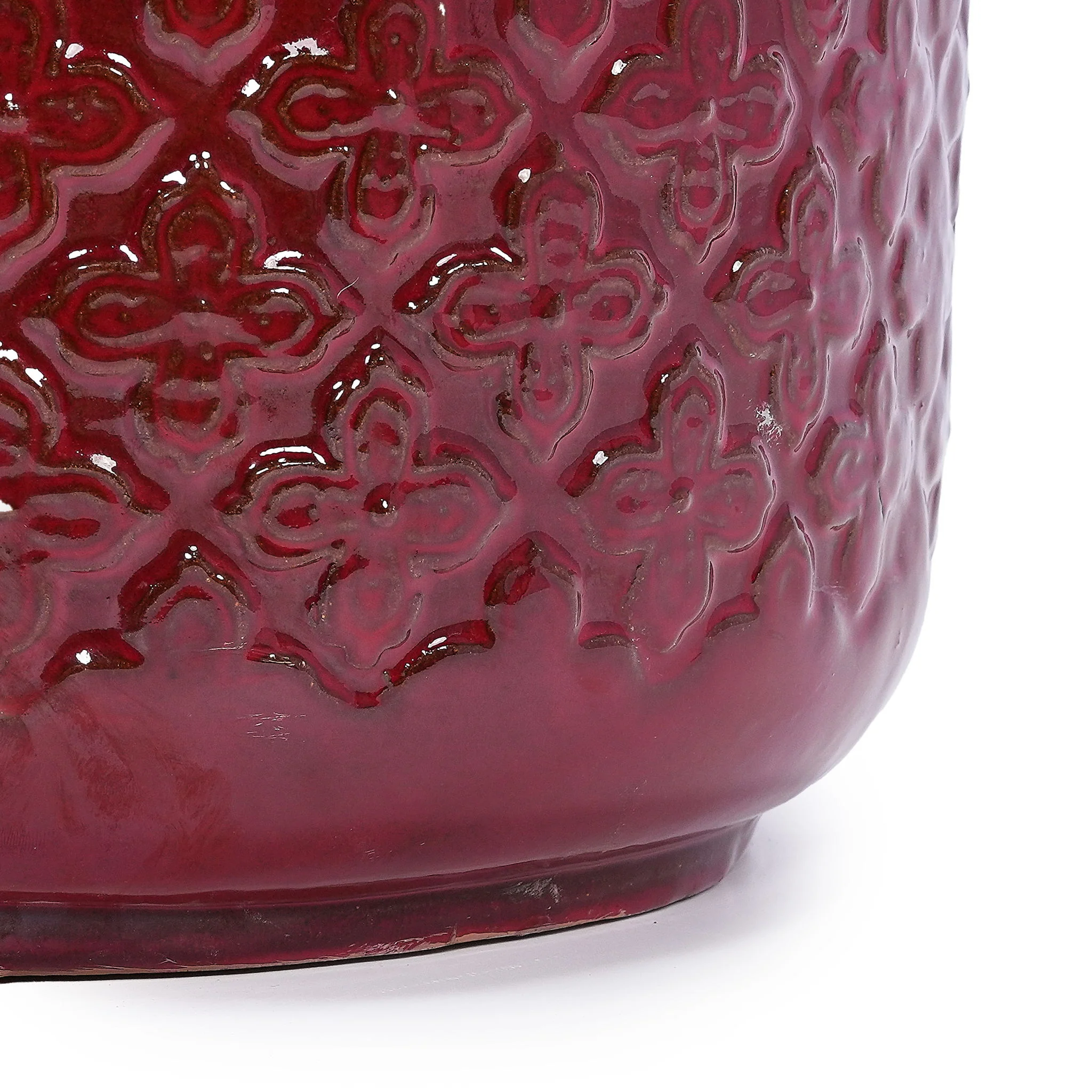 3 Pieces Ceramic Flowerpot, Planter For Patio & Garden Or Windowsills - Bean Paste Red - Image 6