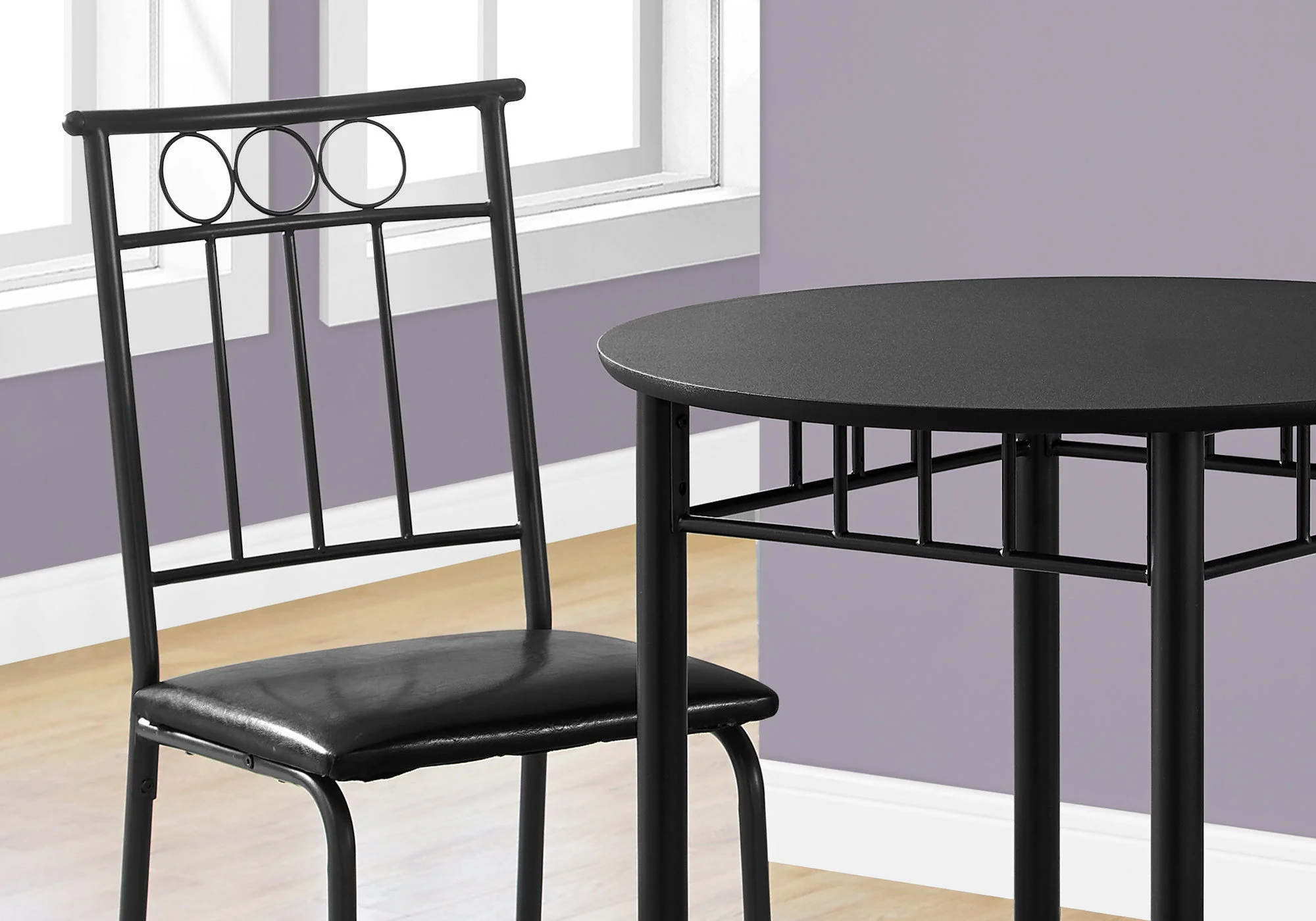 3 Pieces Dining Table Set, Small, Round, Contemporary & Modern - Image 2