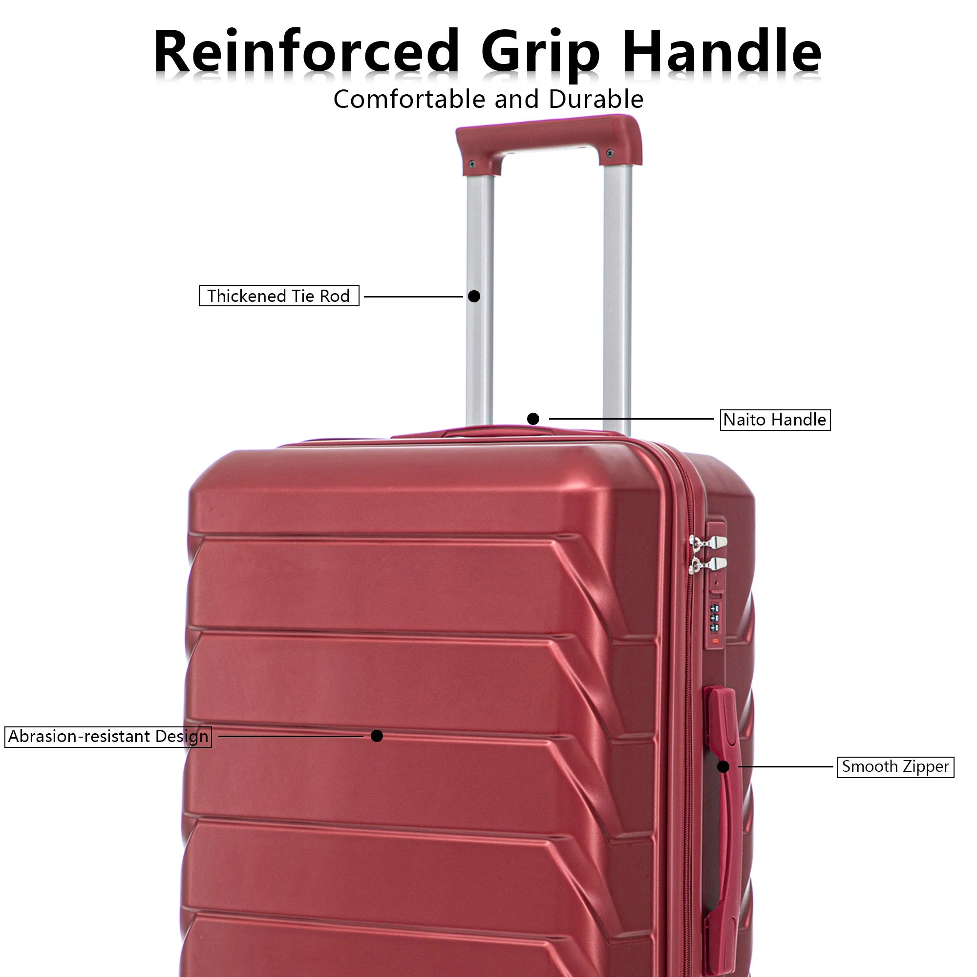 3 Pieces Set 20" / 24" / 28" Spinner Wheel Luggage With Combination Lock - Image 36