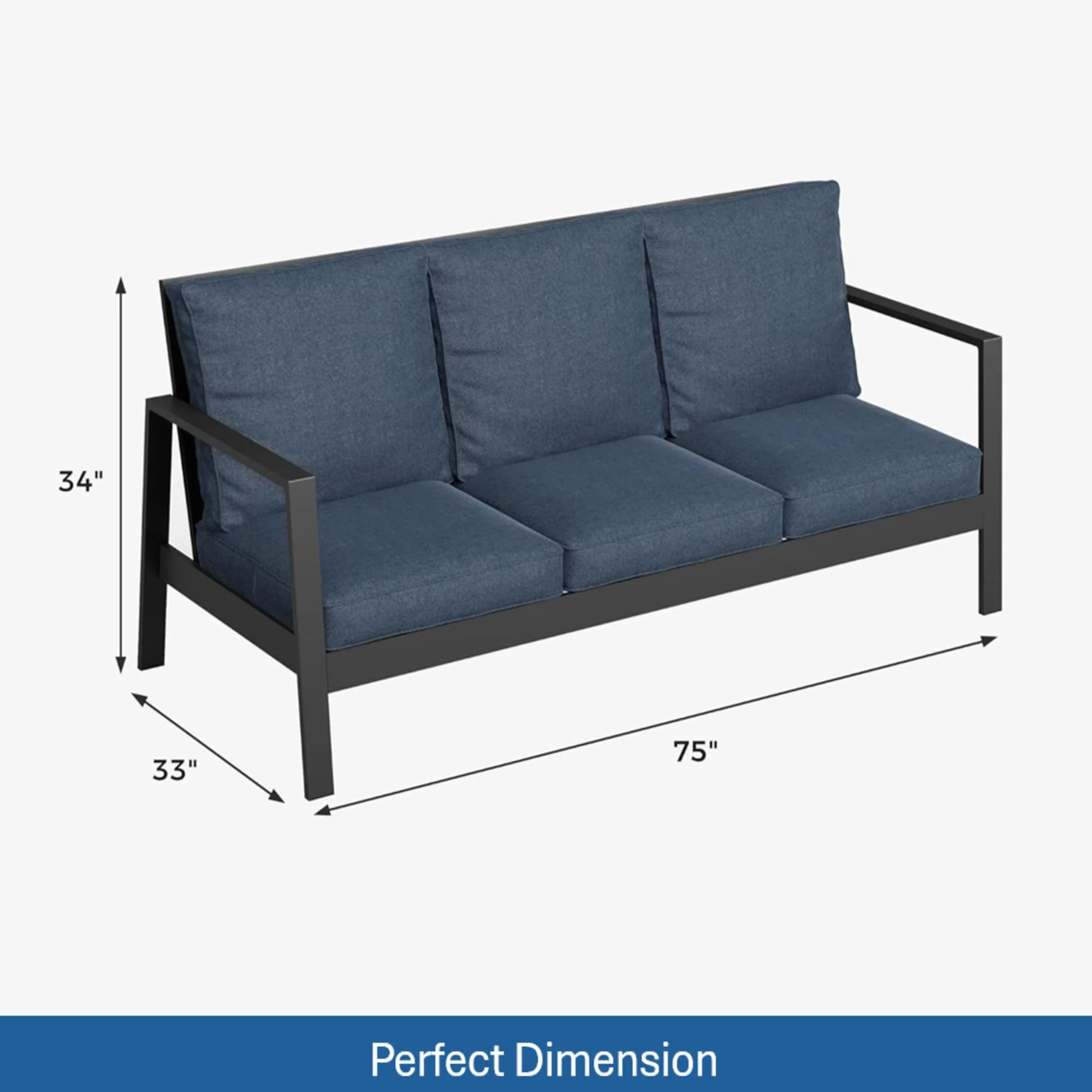 3 Seat All-Weather Patio Sofa With Cushions - Image 15