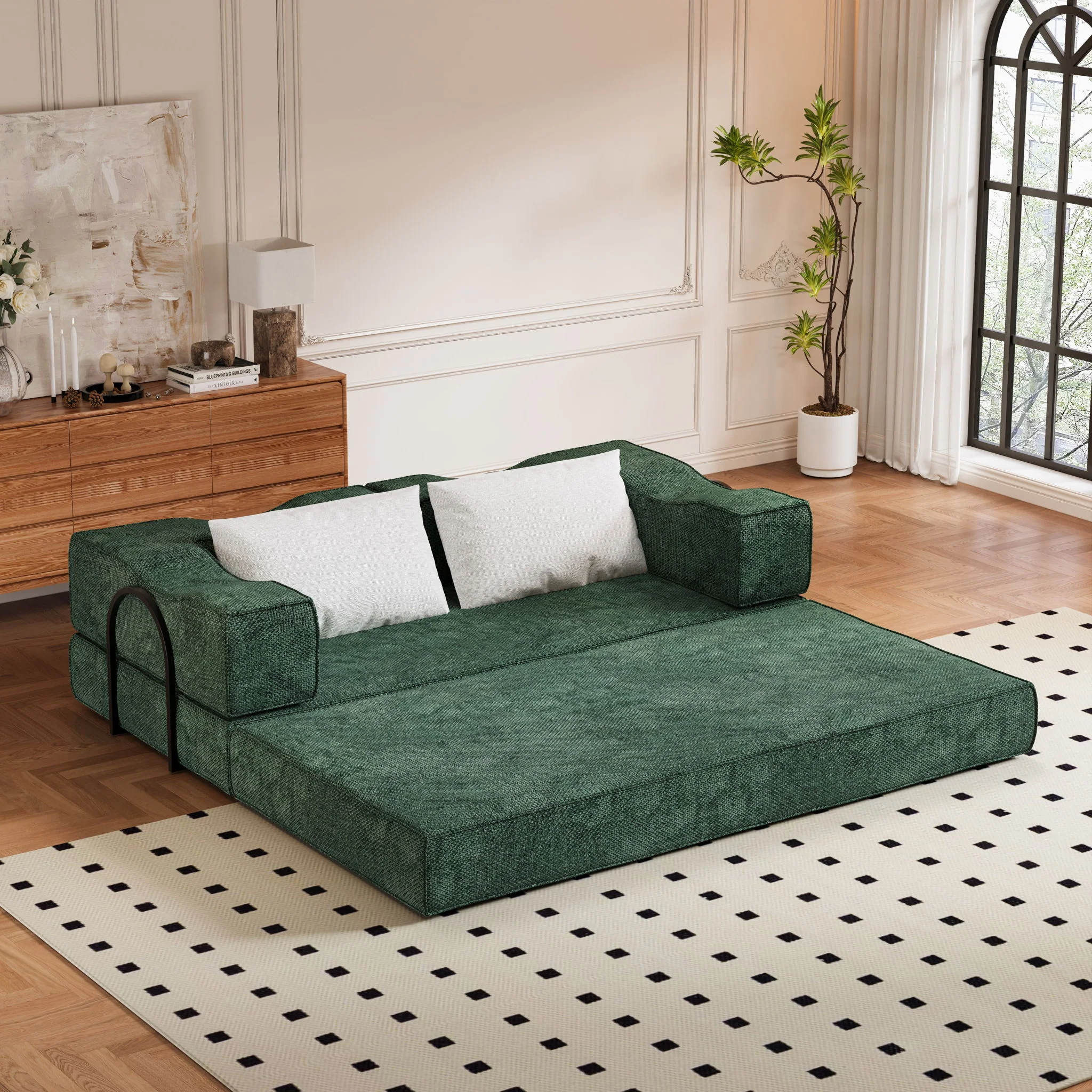 3 Seat Folding Floor Couch & King Size Bed Mattress - Image 17
