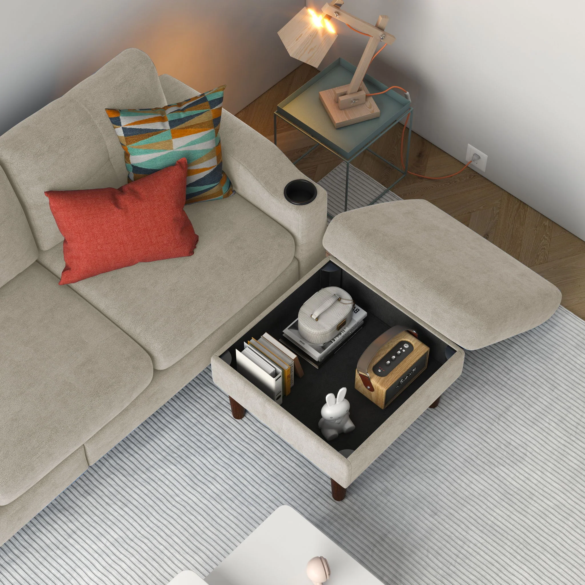 3 Seater Convertible Combination L Shaped Sofa With Footstools With Storage - Image 23