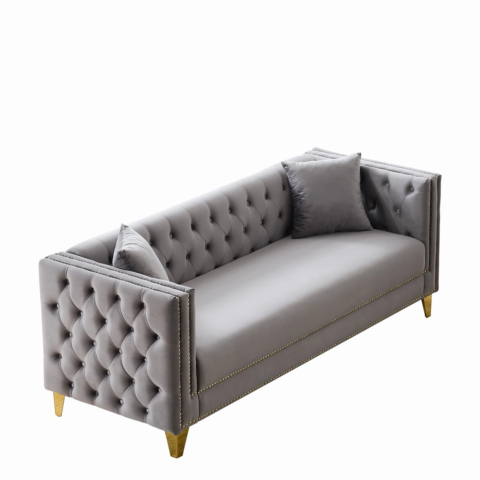 3 Seater Deep Seat Sofa, Sofa With Button Nailhead, Square Arm - Image 6