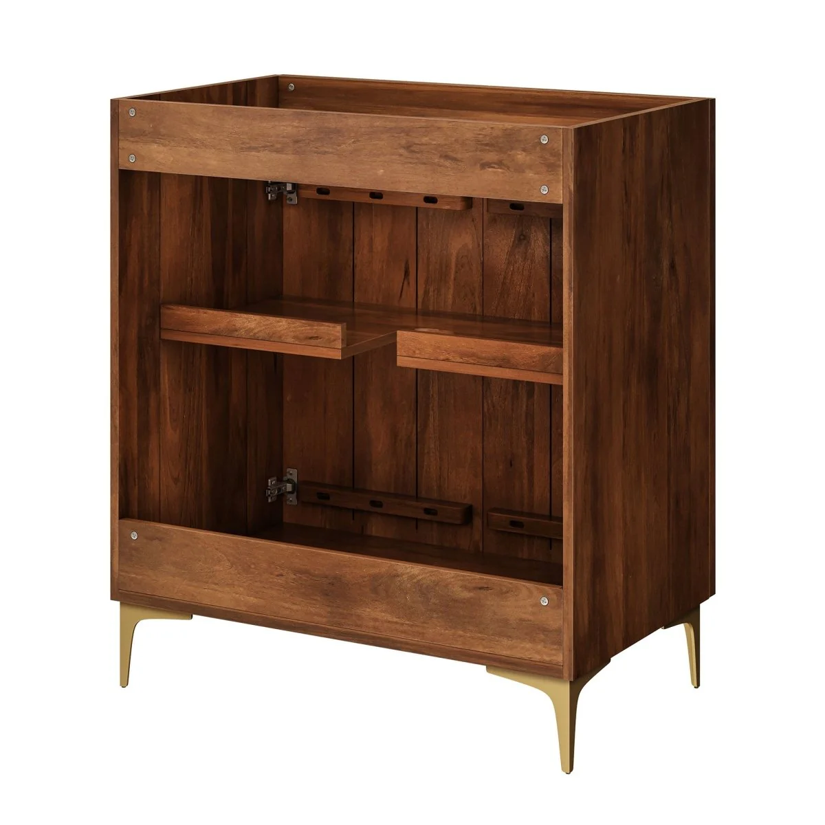 30" Fluted Wood Bathroom Vanity Cabinet – Walnut (No Sink) - Image 7