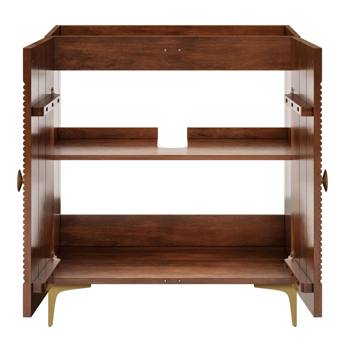 30" Fluted Wood Bathroom Vanity Cabinet – Walnut (No Sink) - Image 8