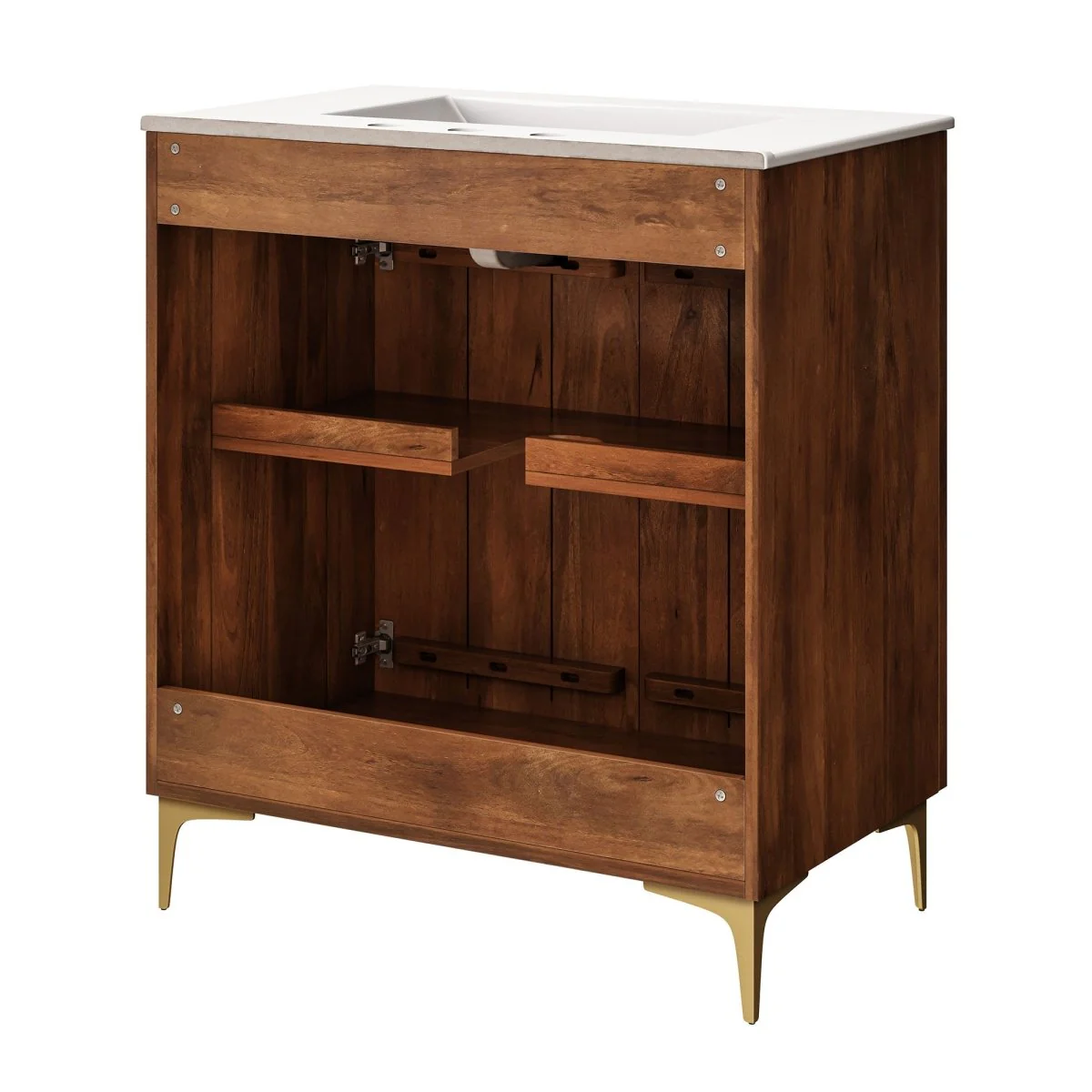 30" Fluted Wood Bathroom Vanity with Ceramic Sink — Elegant Fluted Front Design - Image 17