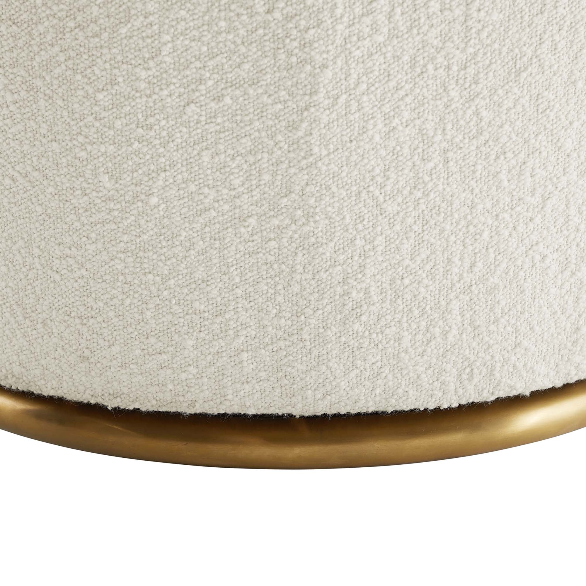 30 Inch Boucle Upholstered Swivel Chair in White with Gold Base - Image 7
