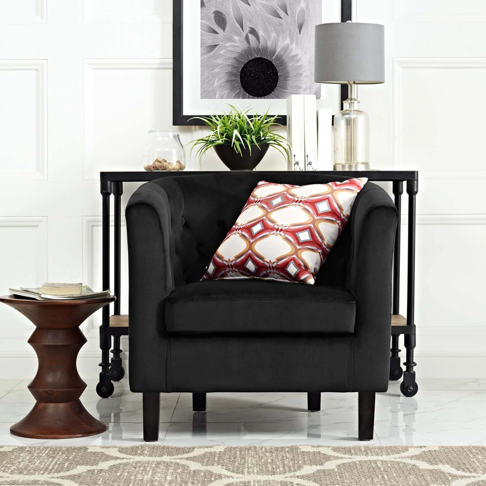 30 Inch Chesterfield Style Performance Velvet Accent Armchair with Button Tufting - Image 5