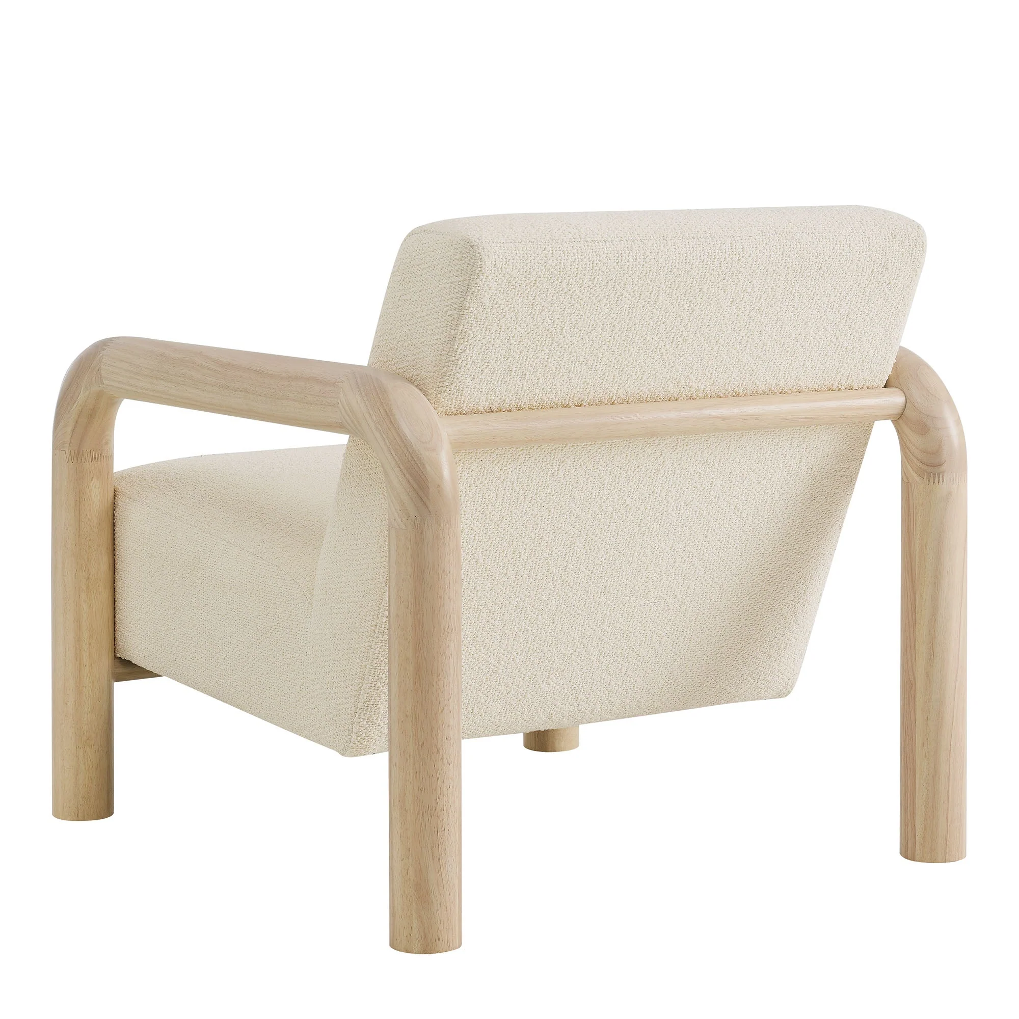 30 Inch Lattice Boucle Accent Chair with Rounded Wood Arms - Image 5