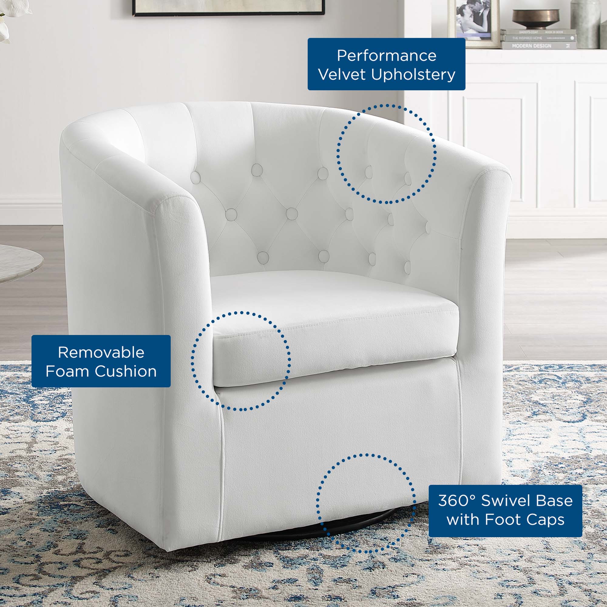 30 Inch Performance Velvet Swivel Armchair - Image 20