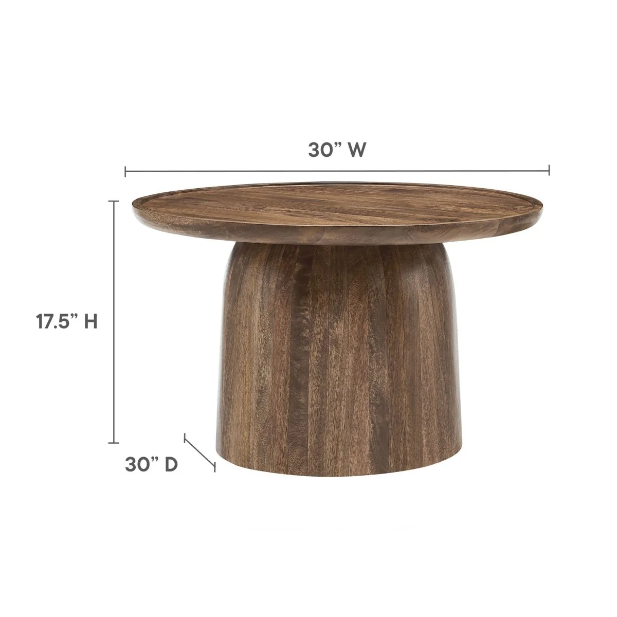 30 Inch Timeless Round Solid Mango Wood Coffee Table - Image 9