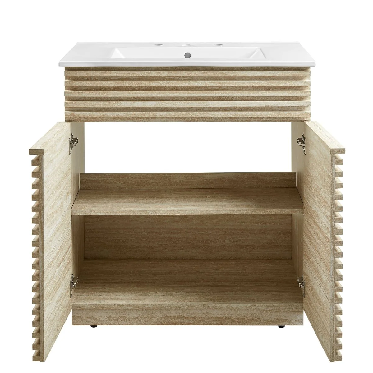 30" Mid-Century Bathroom Vanity with Sink – White - Image 7