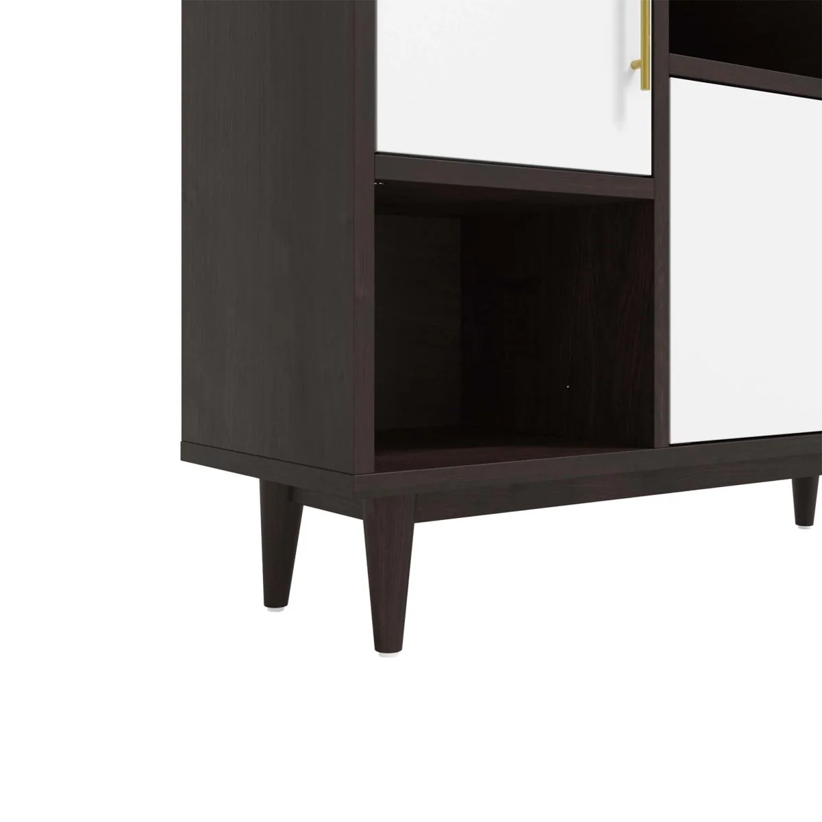 30" Mid-Century Modern Display Stand and Storage Cabinet in Cappuccino White - Image 5