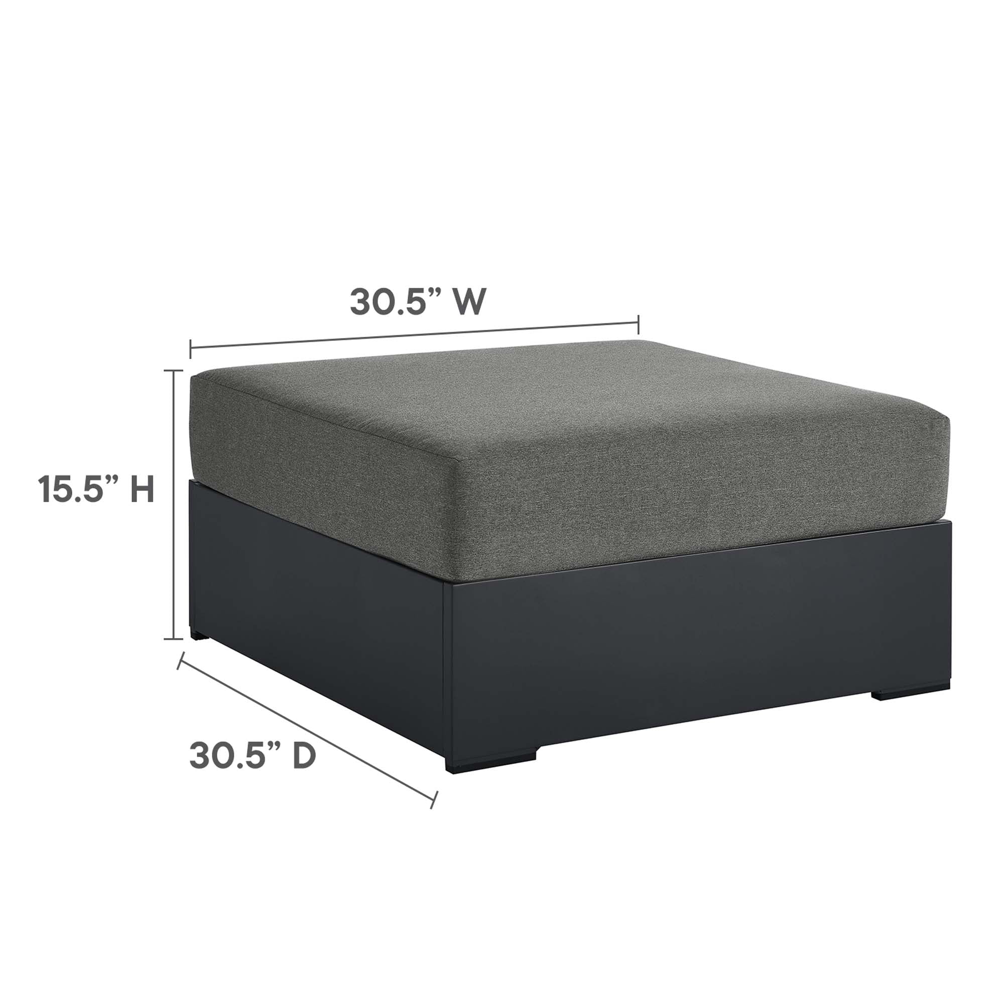 30" Outdoor Patio Aluminum Ottoman Accent Footstool for Garden Deck Porch Seating - Image 19