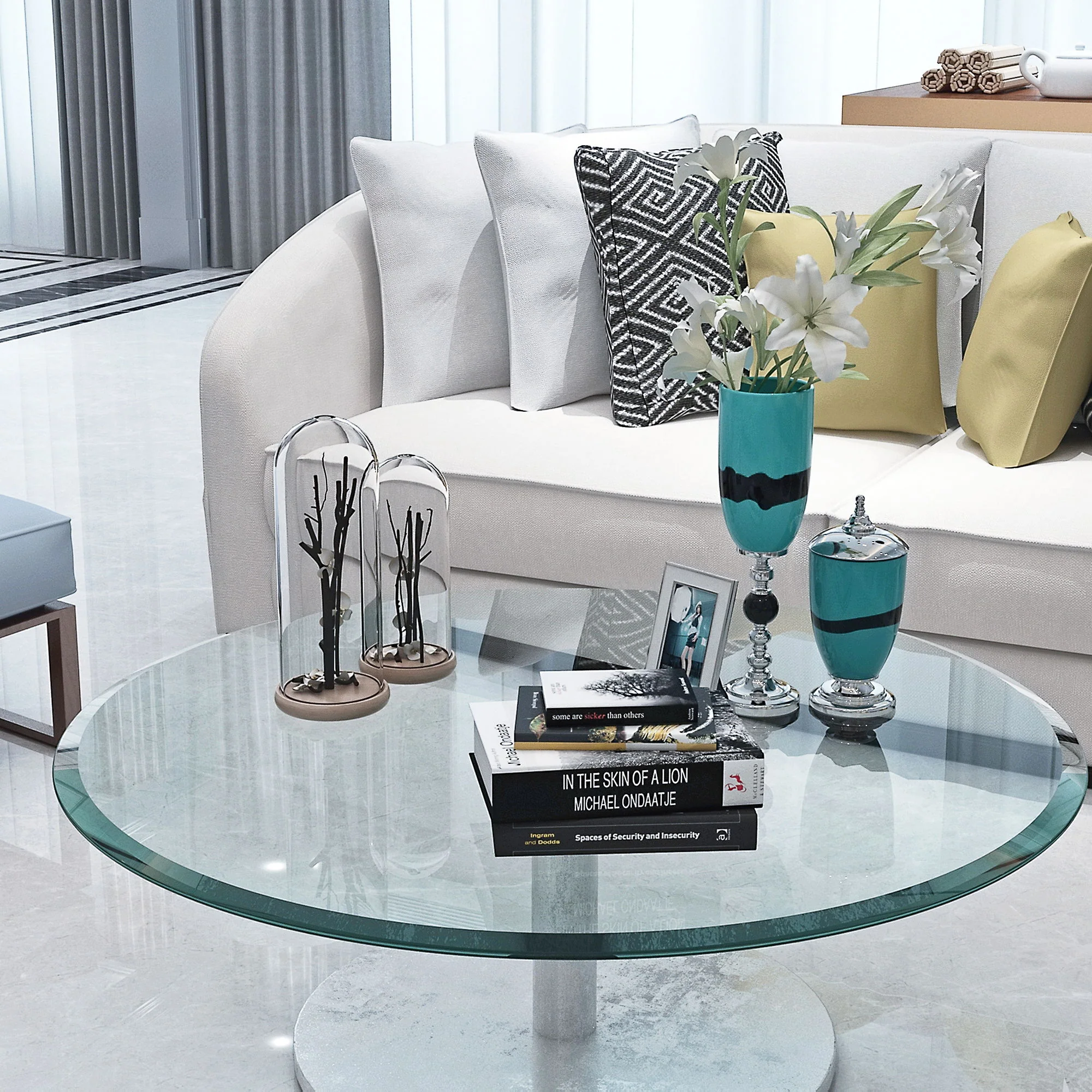 30" Round Tempered Glass Table Top Clear Glass 2 / 5" Thick Beveled Polished Edge - Transparent - Image 2