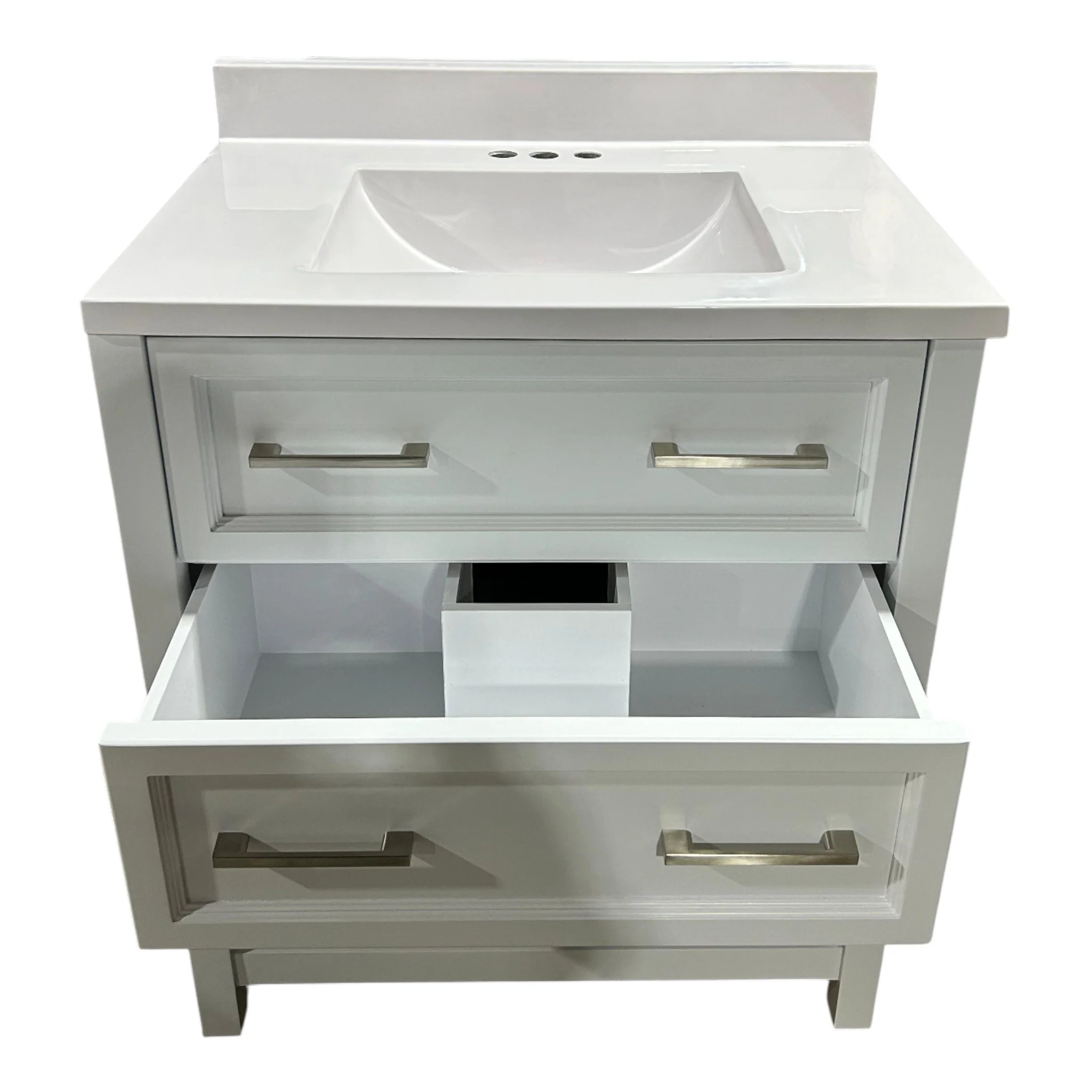 31 in. W x 22 in D Quartz White Rectangular Single Sink Vanity Top in Pure white - Image 3