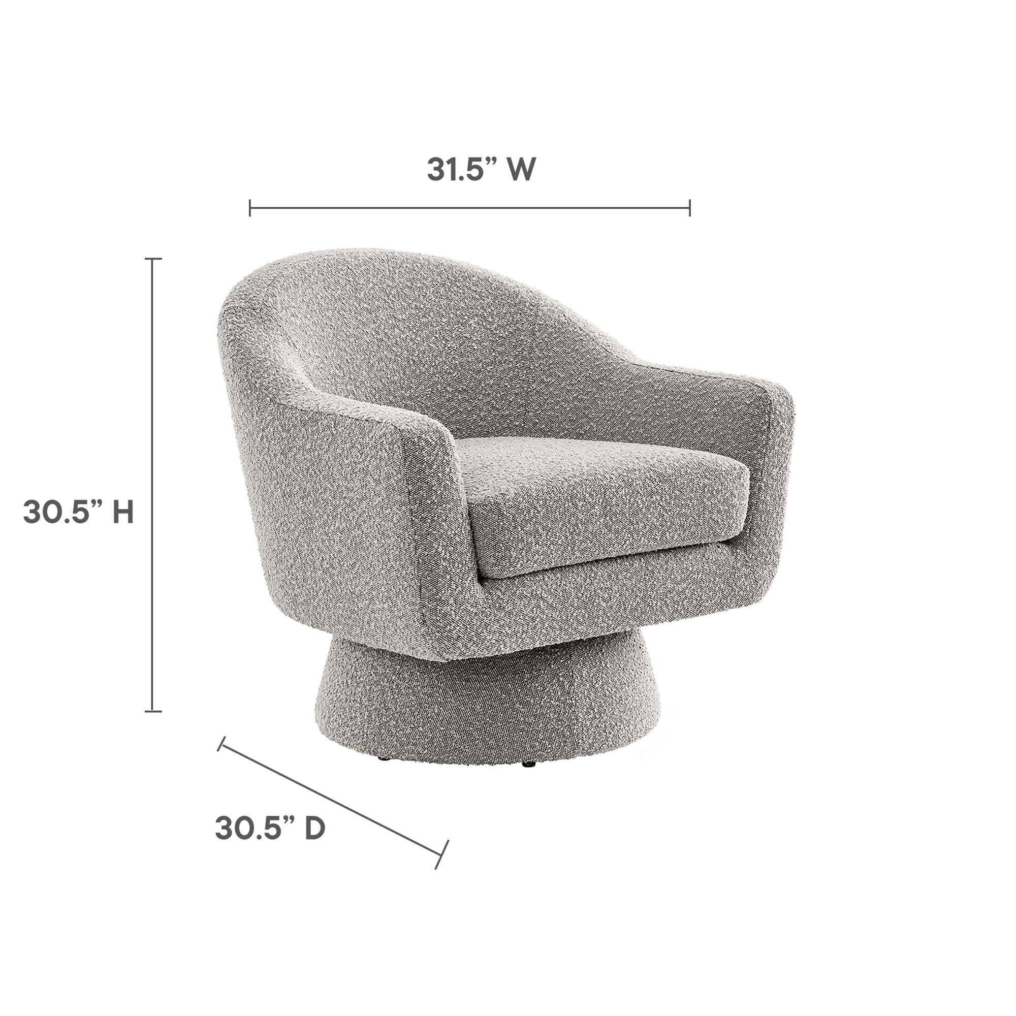 31 Inch Boucle Fabric Swivel Chair - Image 10