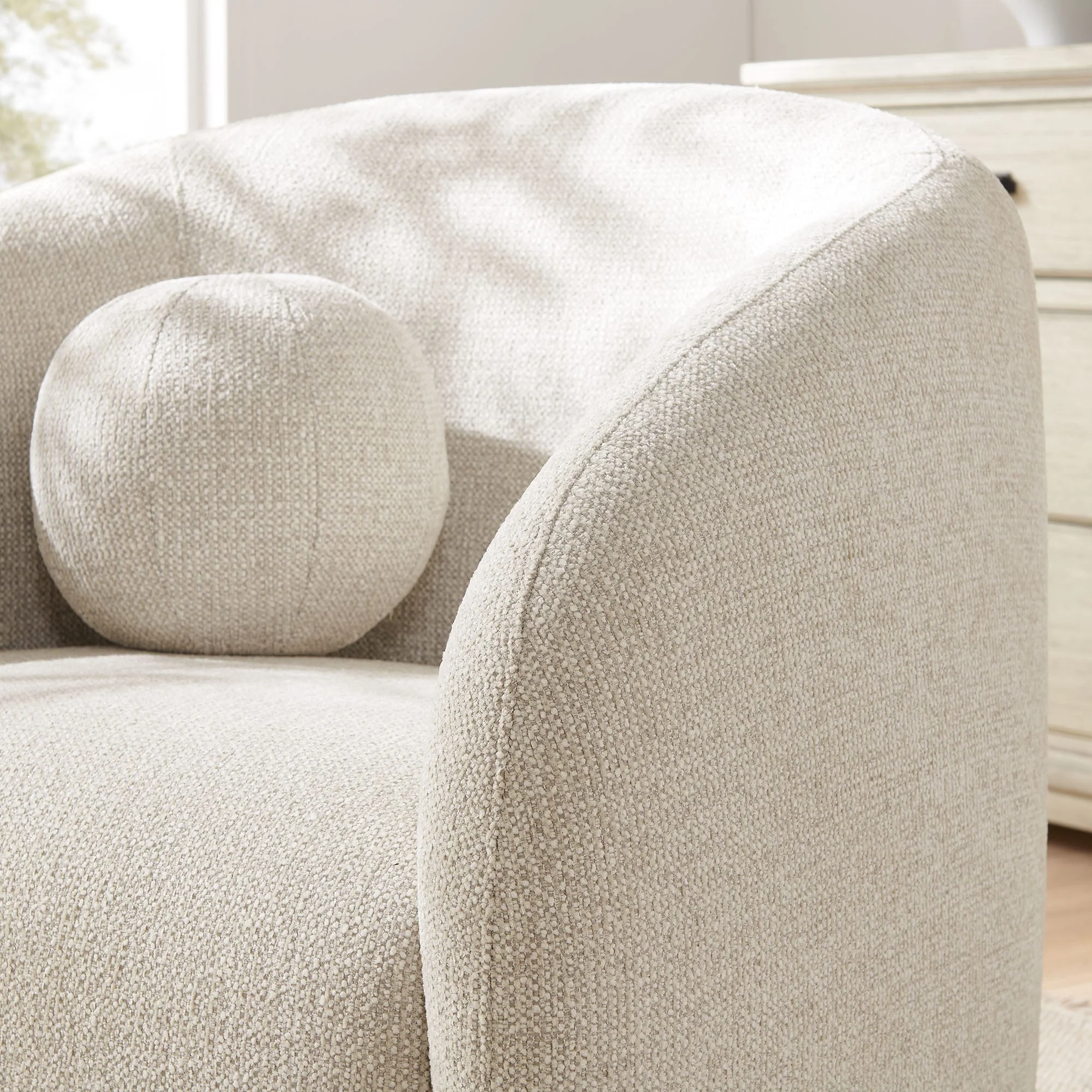 31 Inch Curved Swivel Chenille Fabric Armchair - Image 5