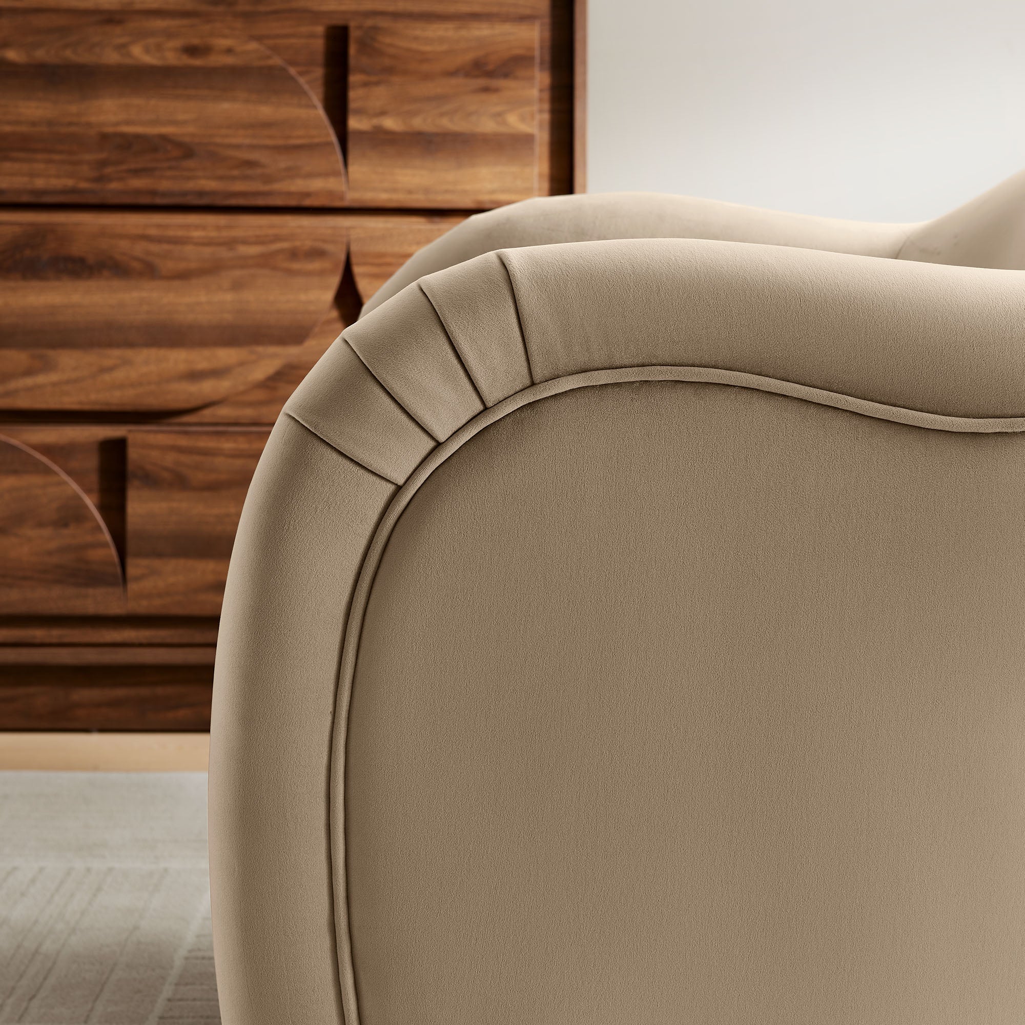 31 Inch Performance Velvet Pleated Barrel Accent Chair - Image 39