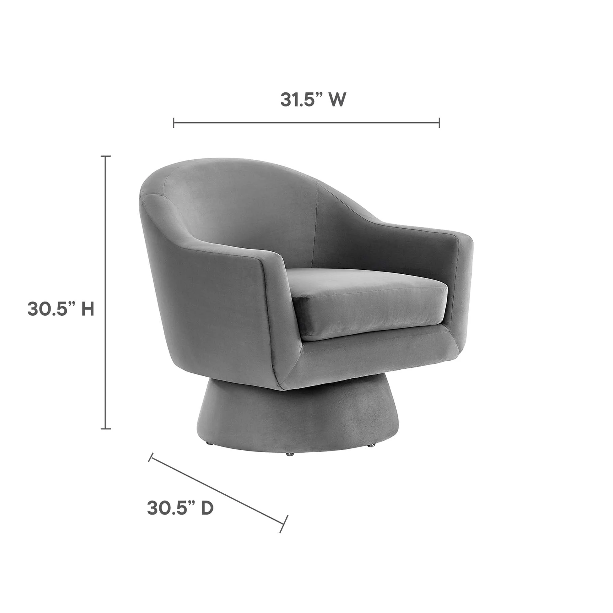31 Inch Performance Velvet Swivel Chair - Image 3