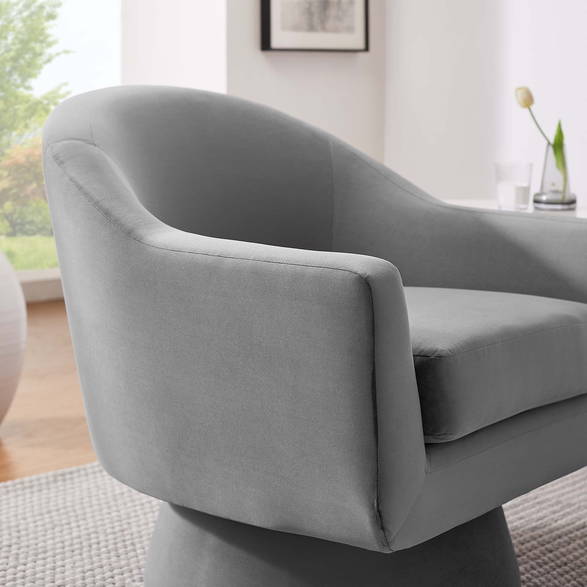 31 Inch Performance Velvet Swivel Chair - Image 4