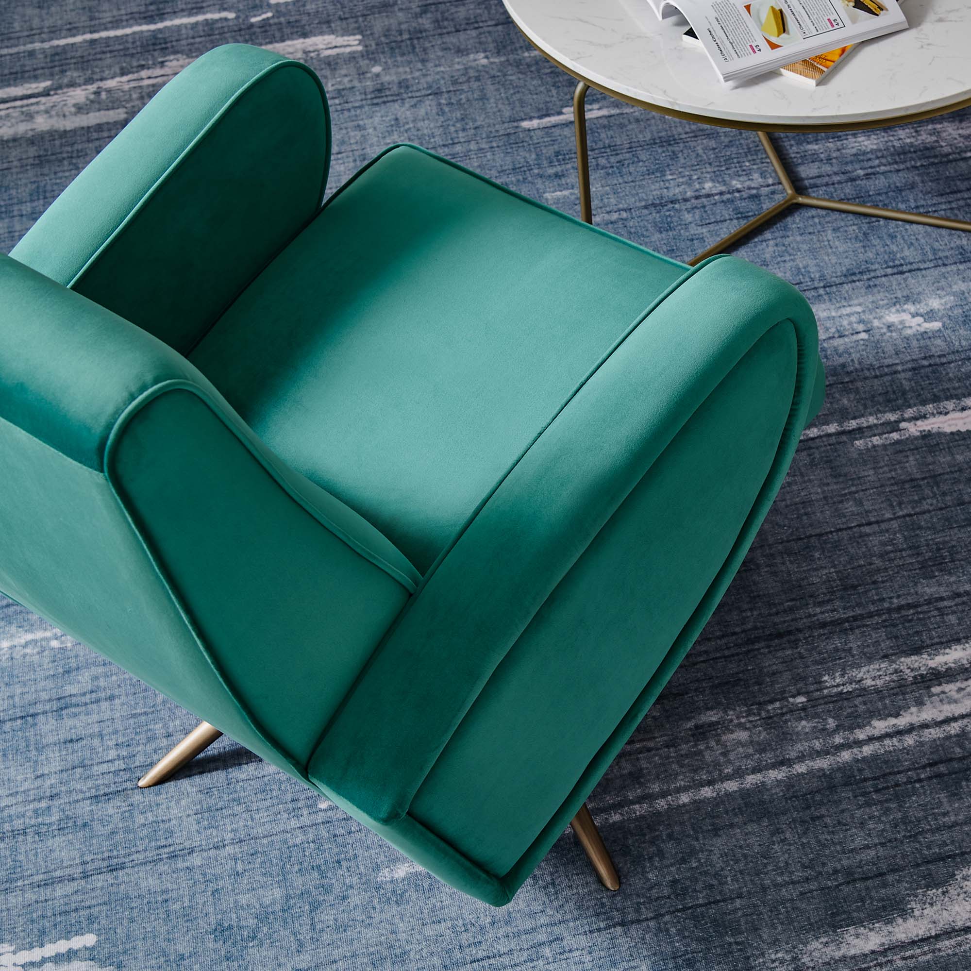 31 Inch Performance Velvet Swivel Chair with Stainless Steel Base - Image 9