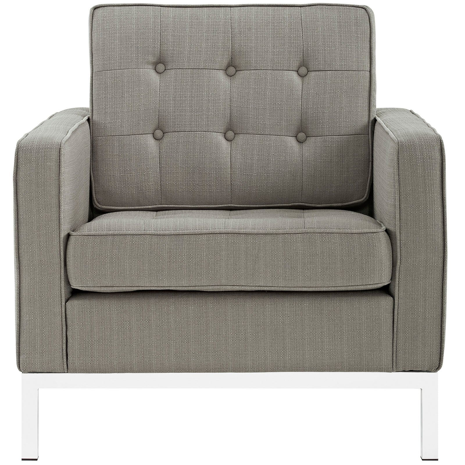 31 Inch Tufted Upholstered Fabric Armchair with Stainless Steel Frame - Image 4