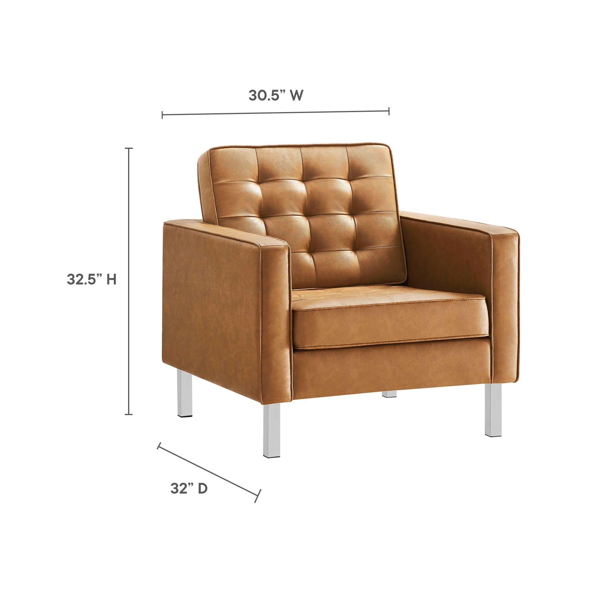 31 Inch Tufted Vegan Leather Sled Base Armchair - Image 3