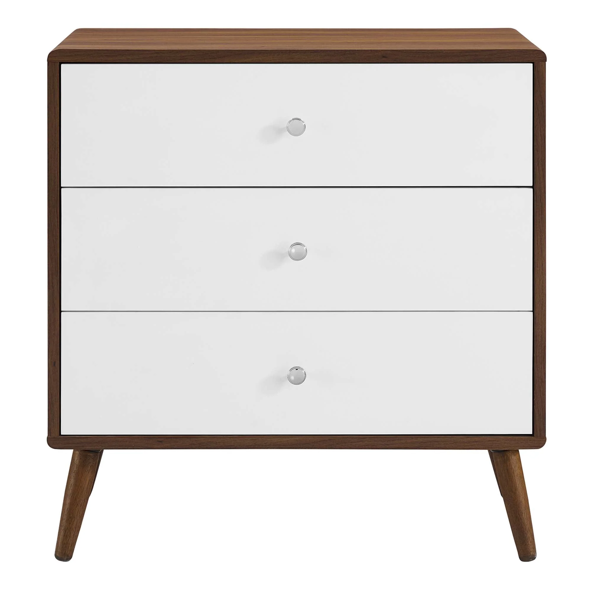 31" Walnut White Mid-Century 3-Drawer Bedroom Chest - Image 5