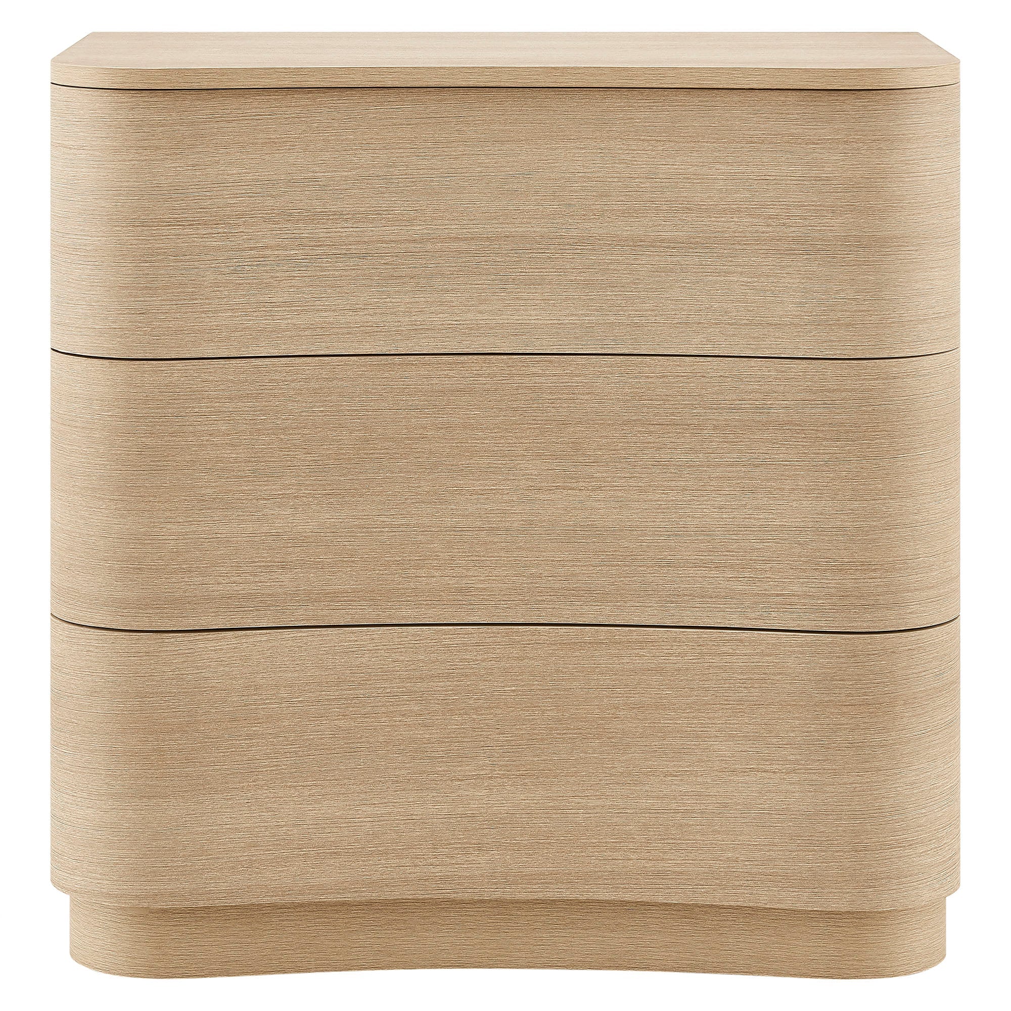 32" Brushed Light Oak Curved 3-Drawer Compact Dresser - Image 8