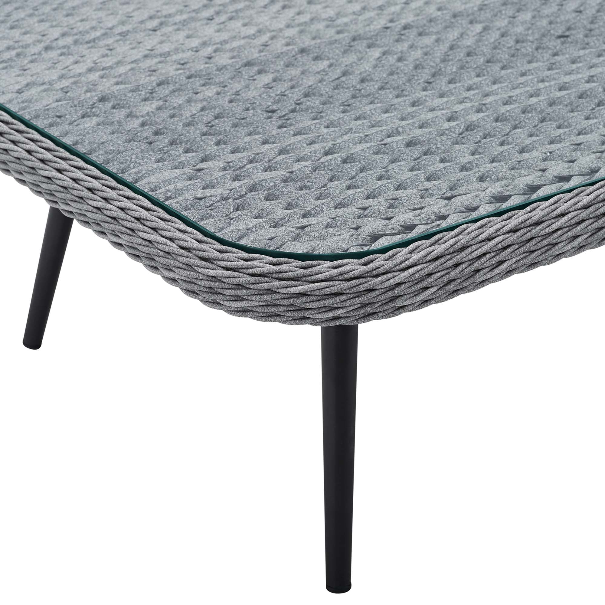 32" Gray Wicker Rattan Outdoor Patio Coffee Table - Image 6
