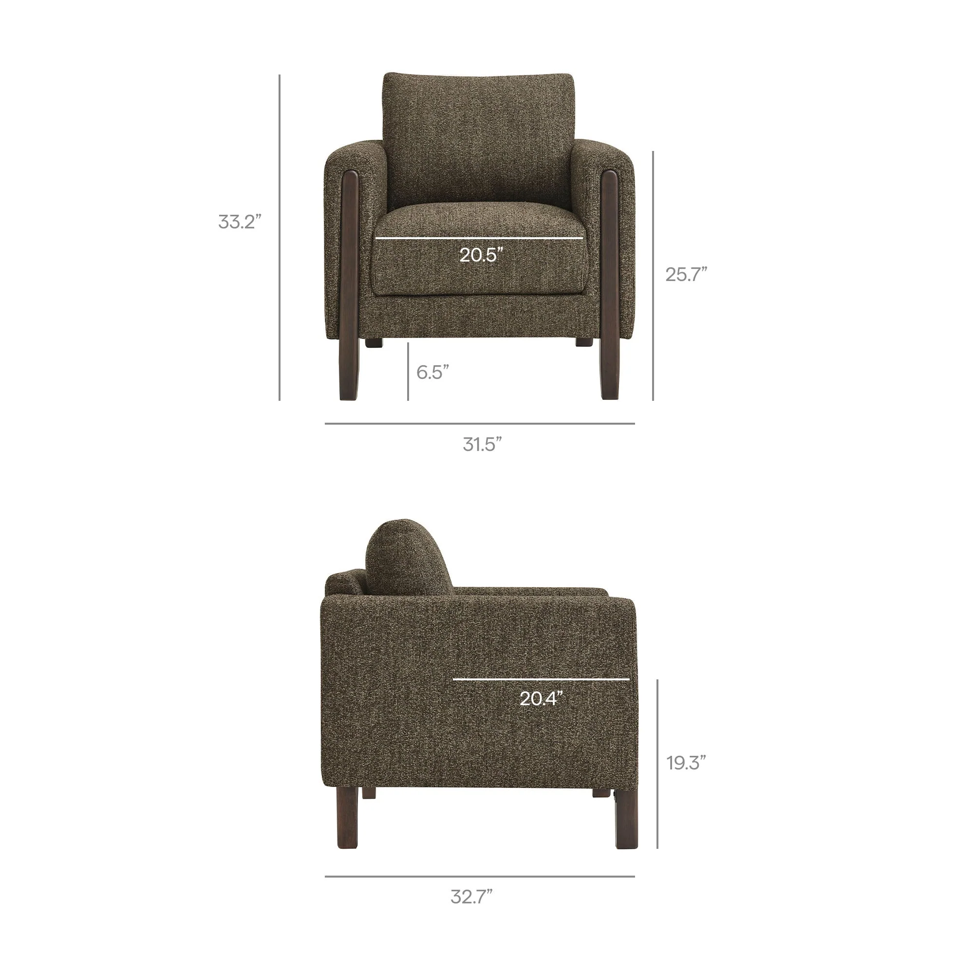 32 Inch Boucle Fabric Accent Armchair - Image 10