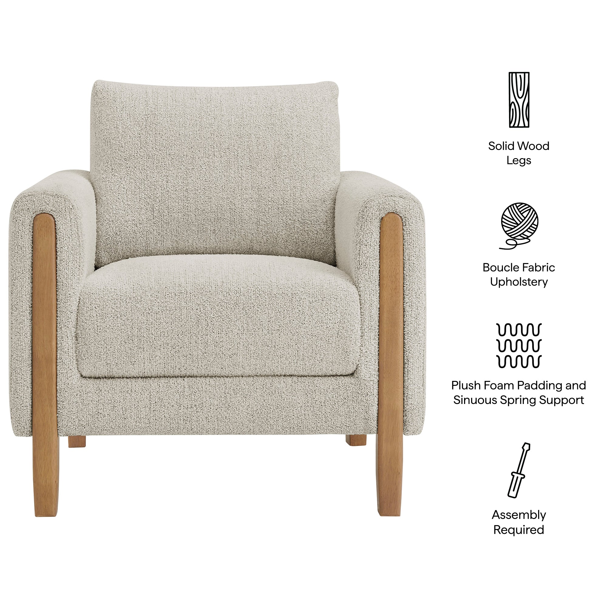 32 Inch Boucle Fabric Accent Armchair - Image 16