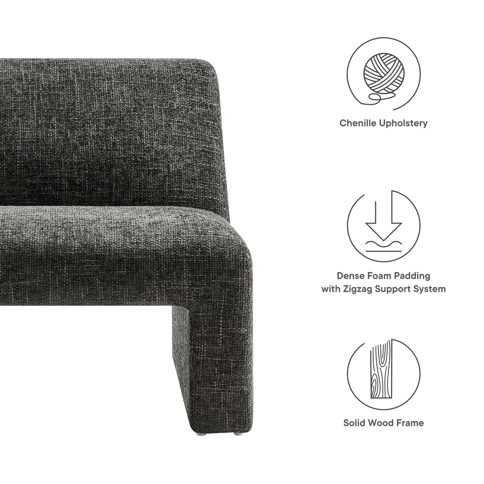 32 Inch Oversized Armless Chenille Upholstered Accent Chair - Image 2