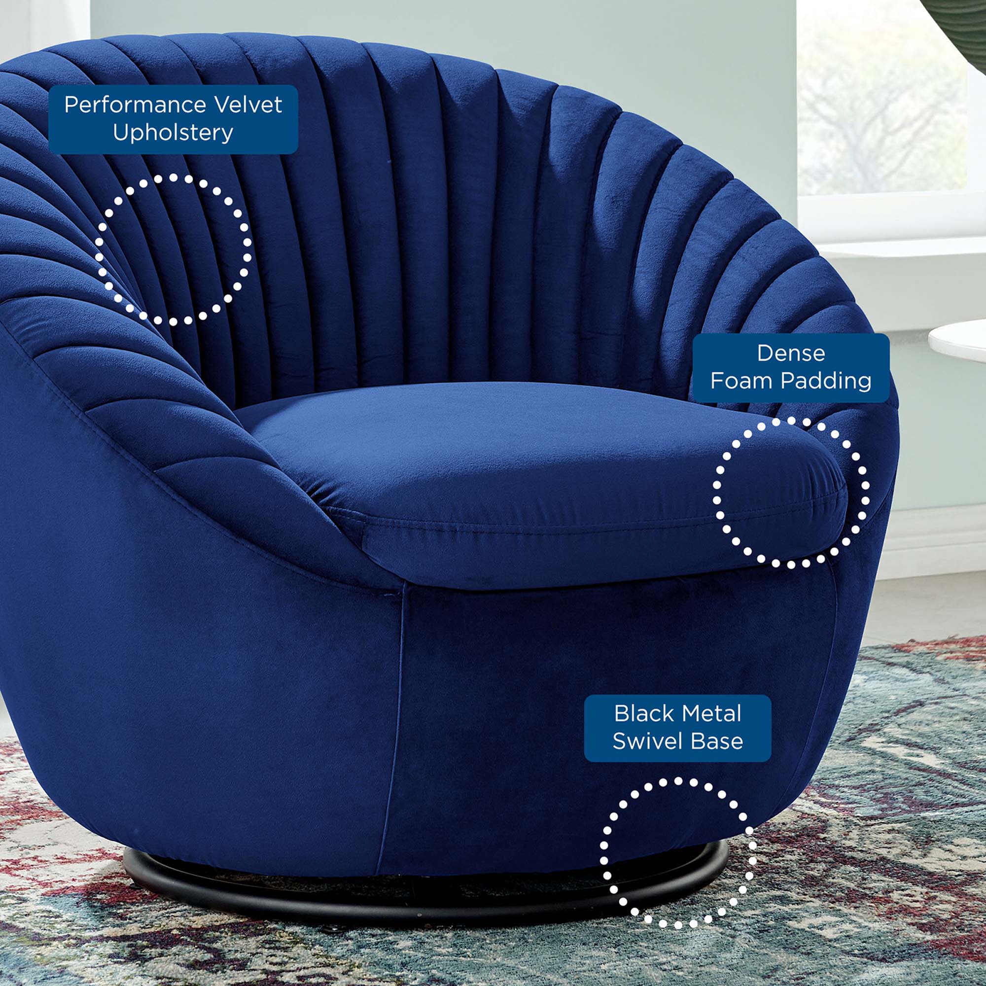 32 Inch Performance Velvet Swivel Chair - Image 14