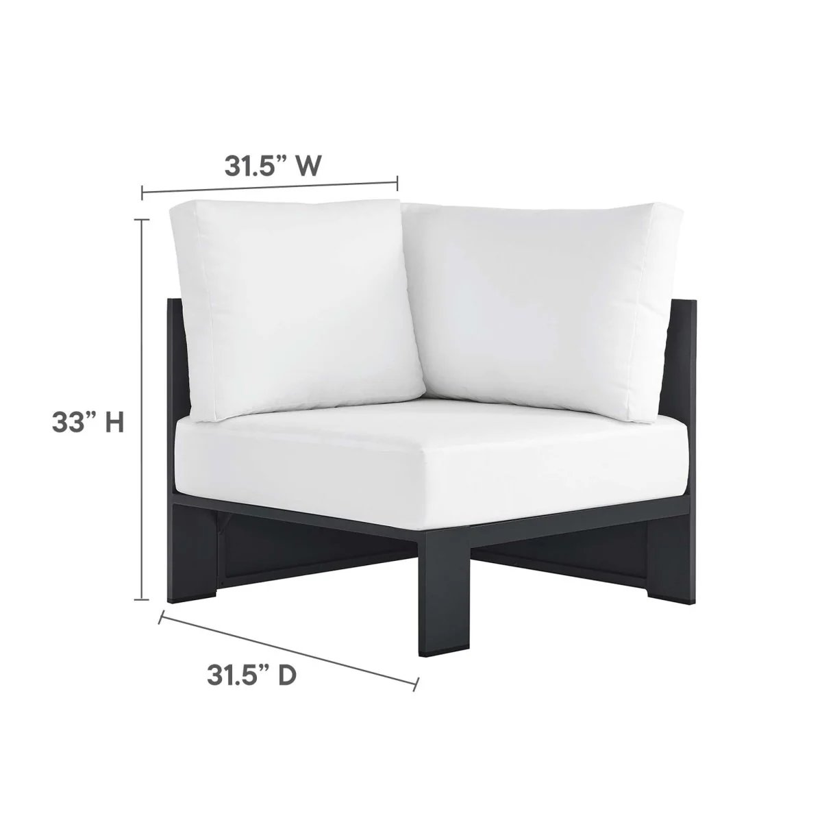 32" Modern Powder-Coated Aluminum Outdoor Modular Corner Chair for Patio and Deck - Image 19