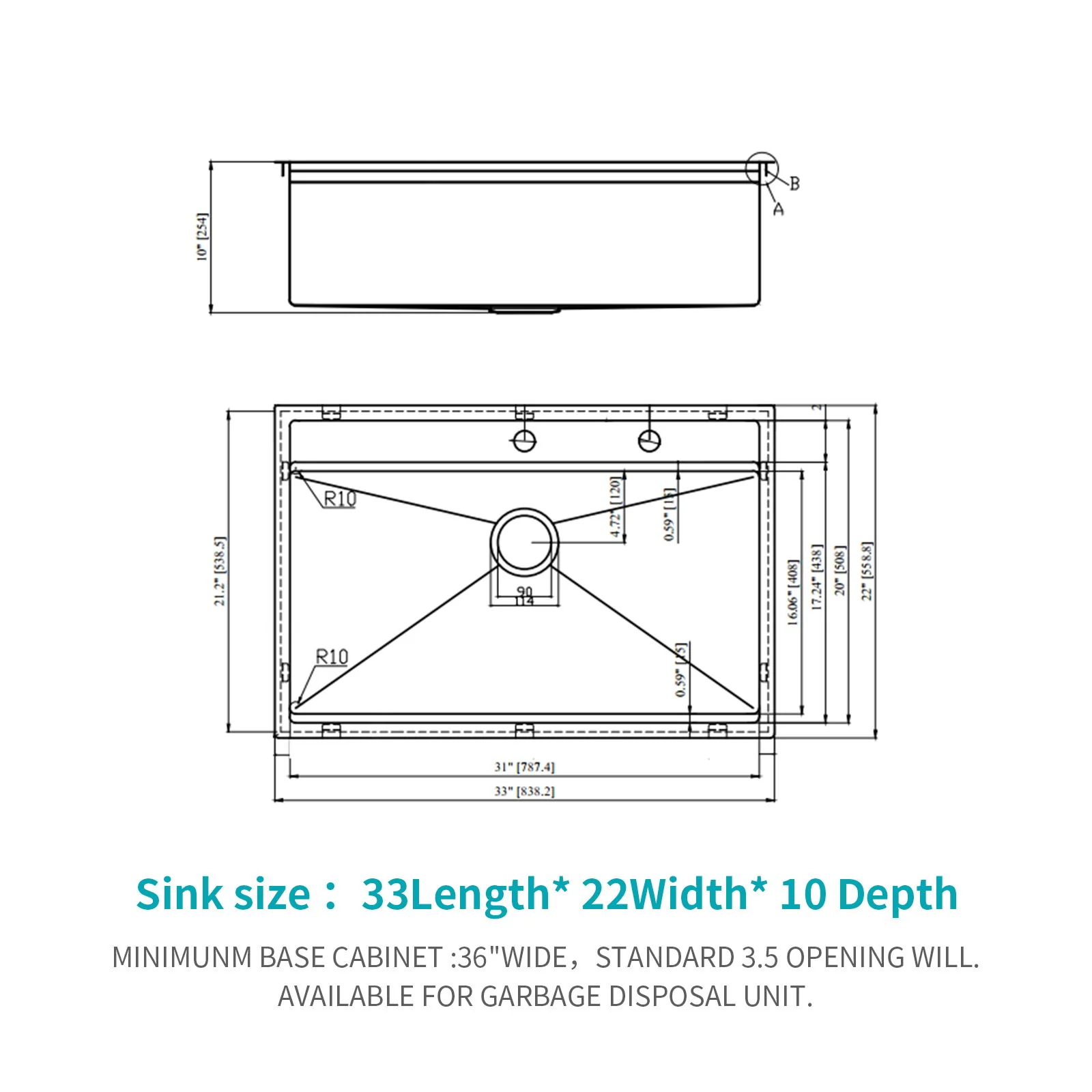 33" Drop In Kitchen Sink With Workstation, 16 Gauge Stainless Steel - Brushed Nickel - Image 2