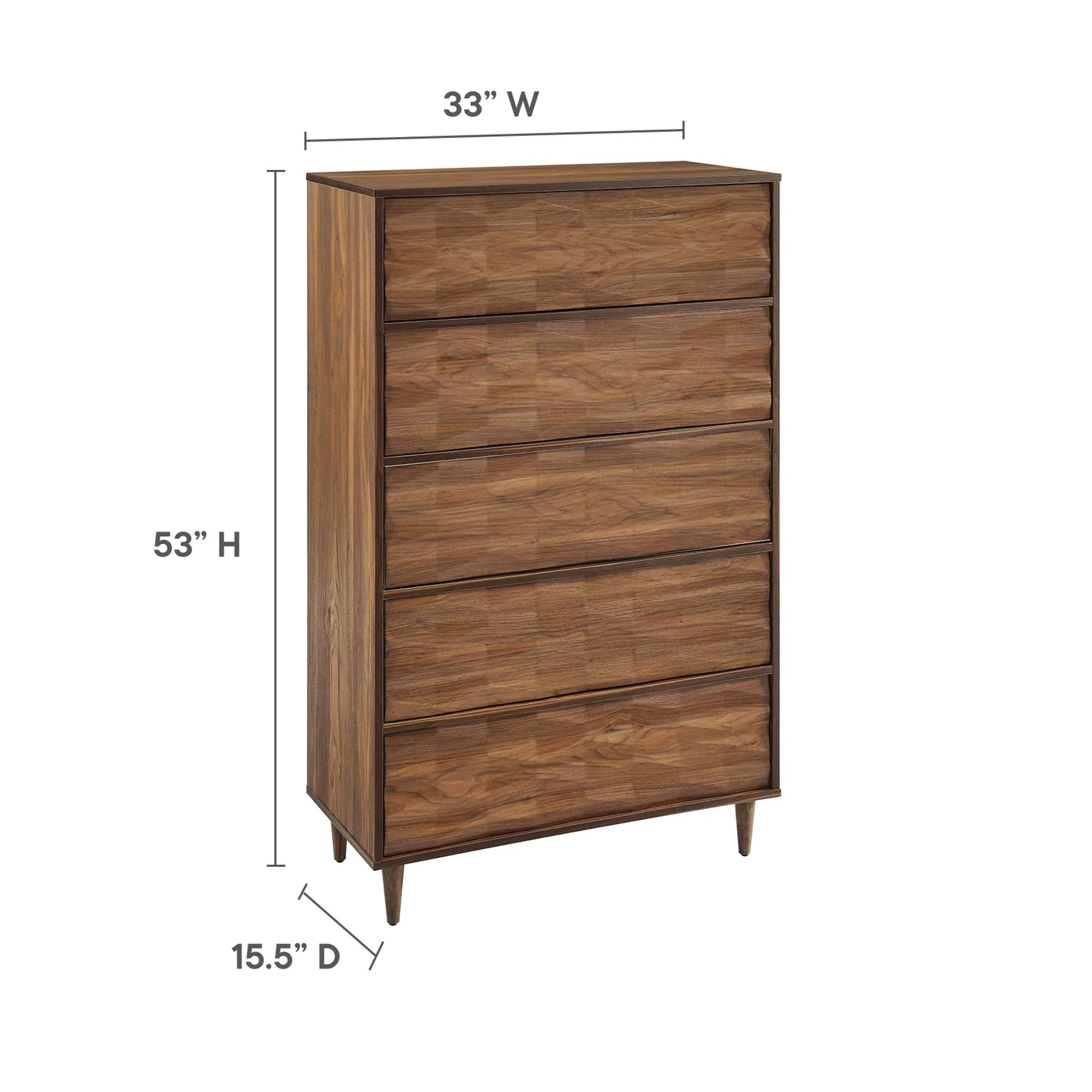 33" Wave Front 5-Drawer Bedroom Chest - Image 12