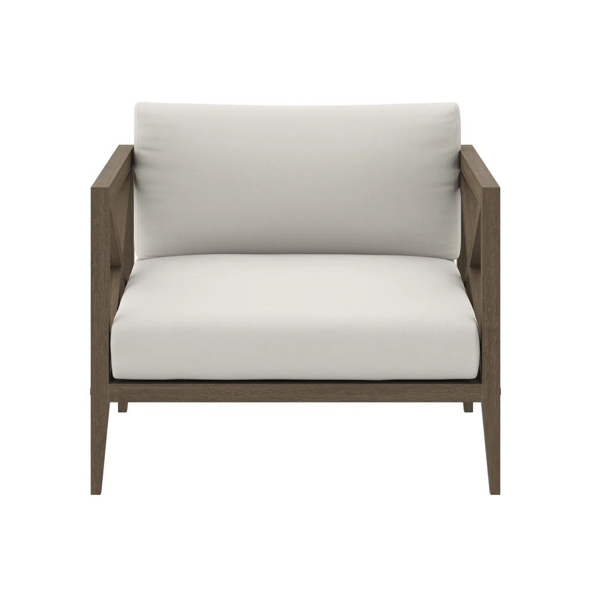 33" Weathered Gray White Outdoor Patio Armchair – Solid Teak Wood - Image 7