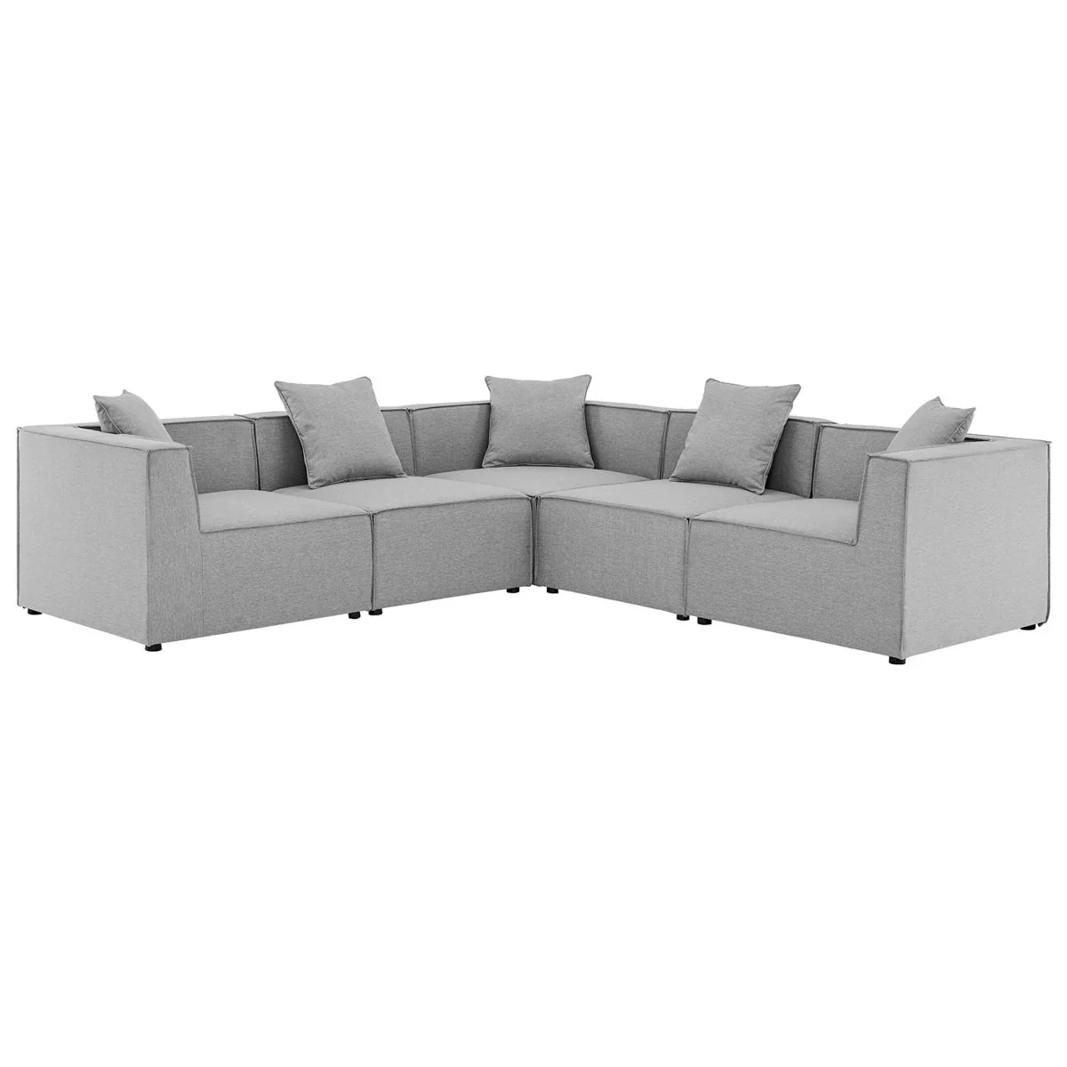 34" 5-Piece Upholstered Outdoor Patio Sectional Sofa Set with Weather-Resistant Cushions - Image 11