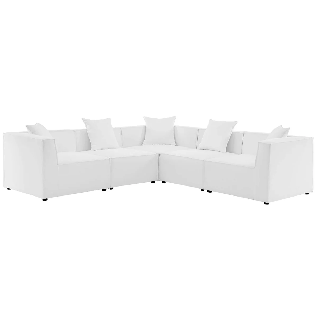 34" 5-Piece Upholstered Outdoor Patio Sectional Sofa Set with Weather-Resistant Cushions - Image 21